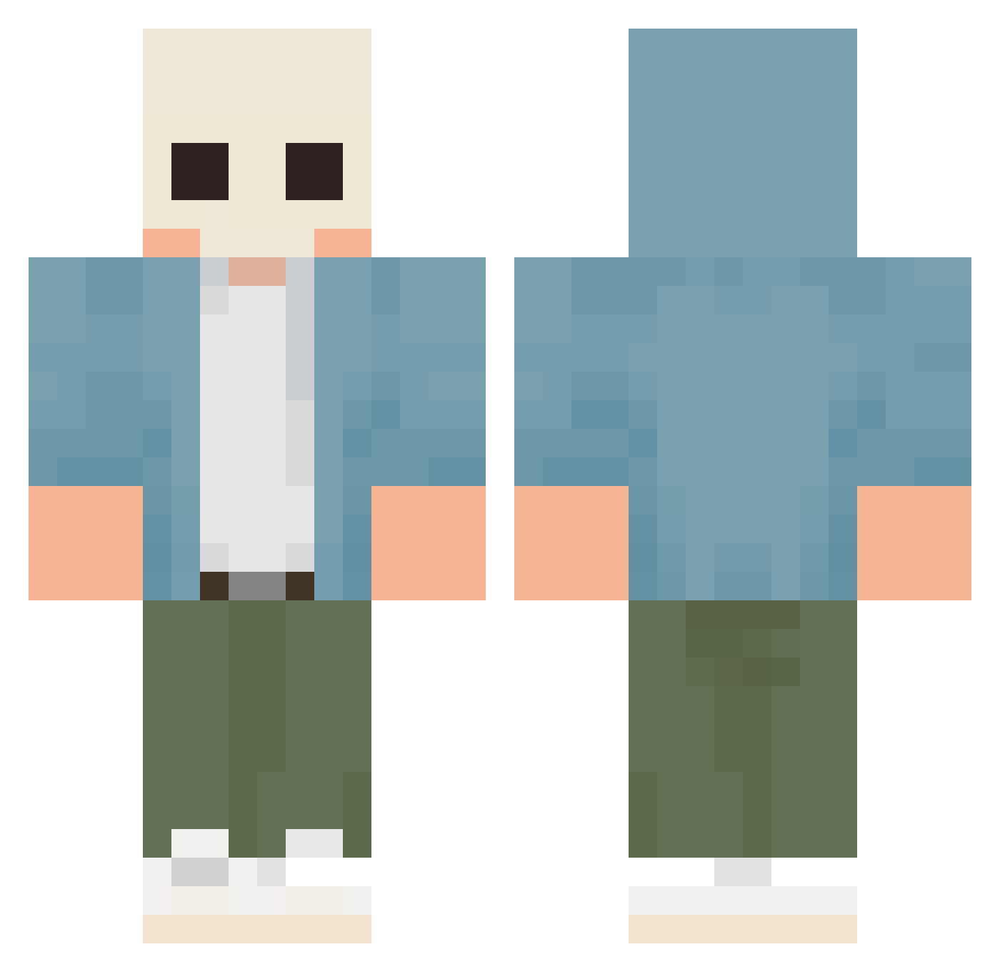 ItzReast Minecraft skin, front and back view
