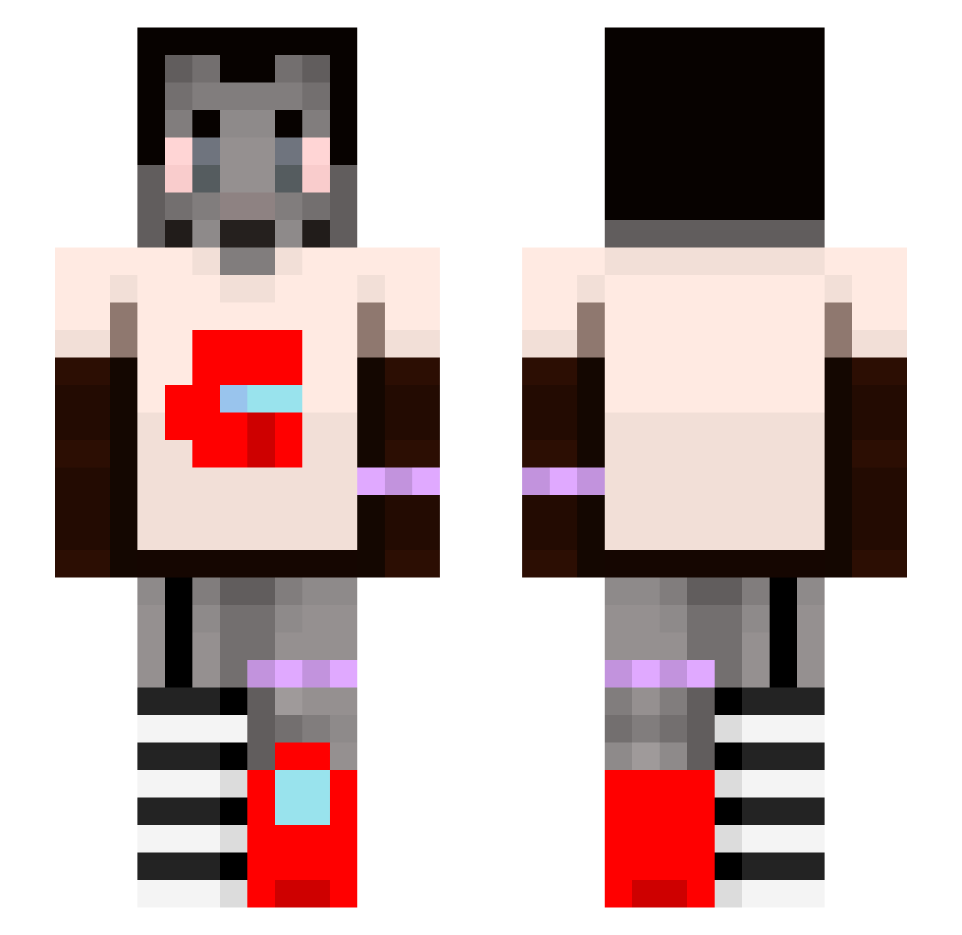 XxAnglBunxX Minecraft skin, front and back view