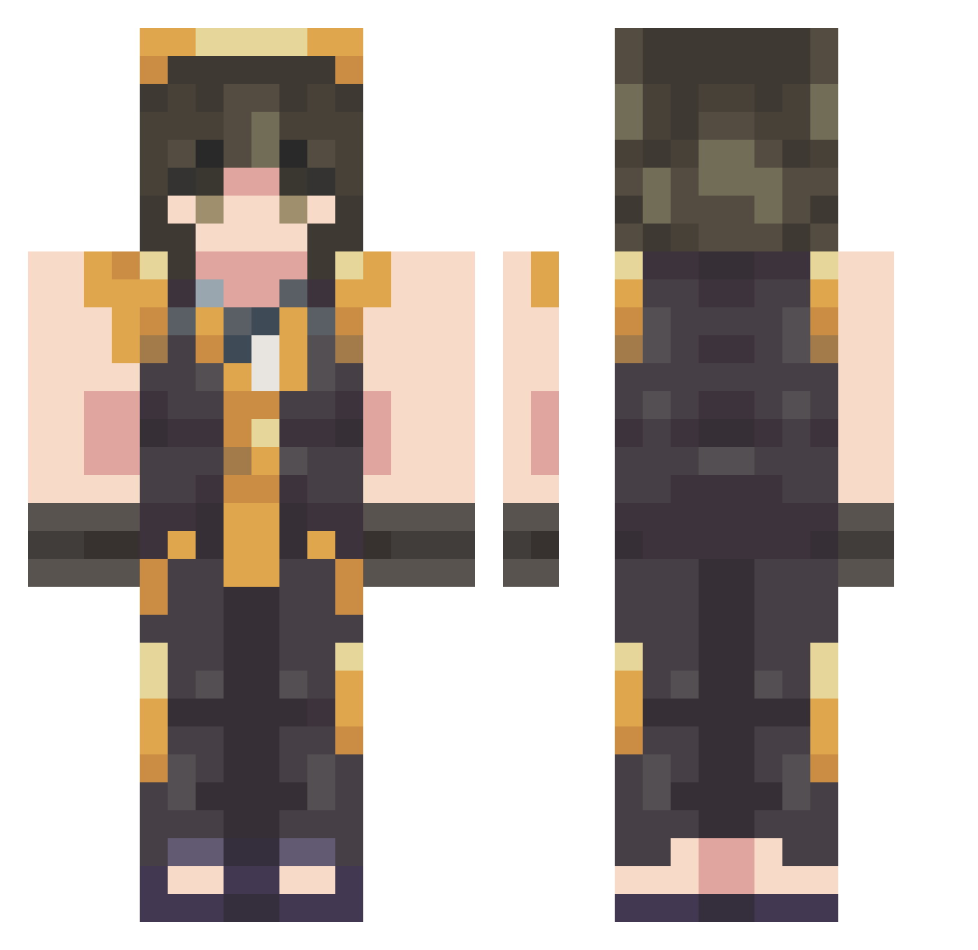 FerchowerRL Minecraft skin, front and back view