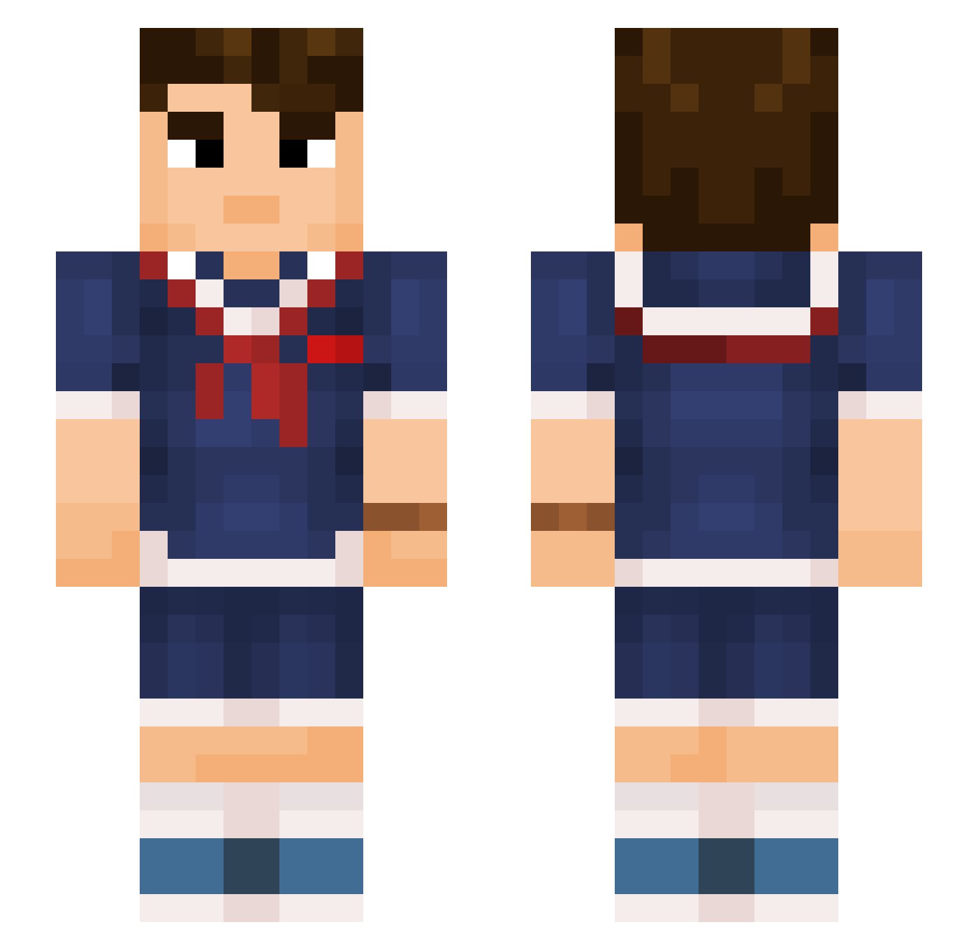 Calemmm Minecraft skin, front and back view