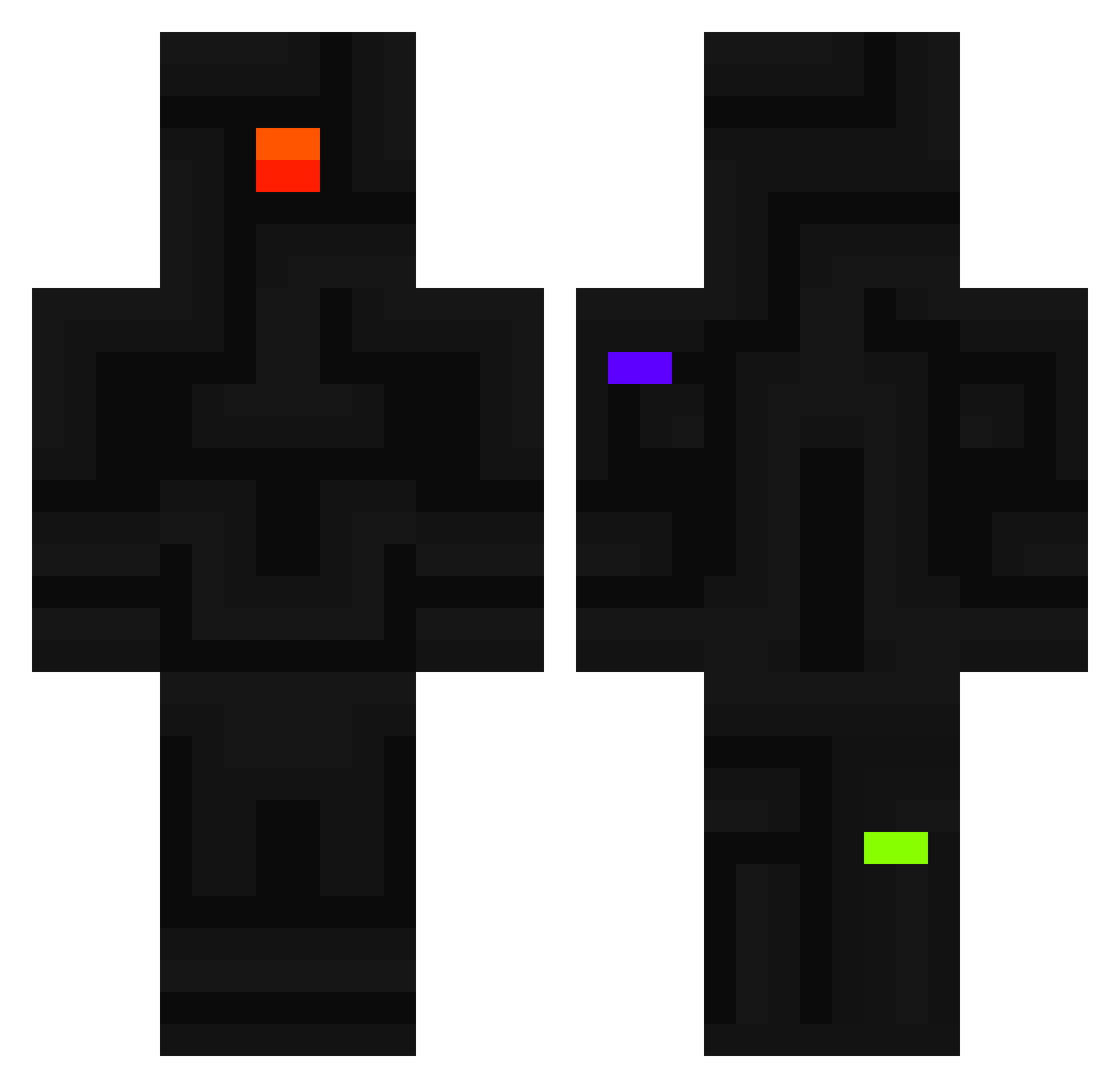 unocortex Minecraft skin, front and back view