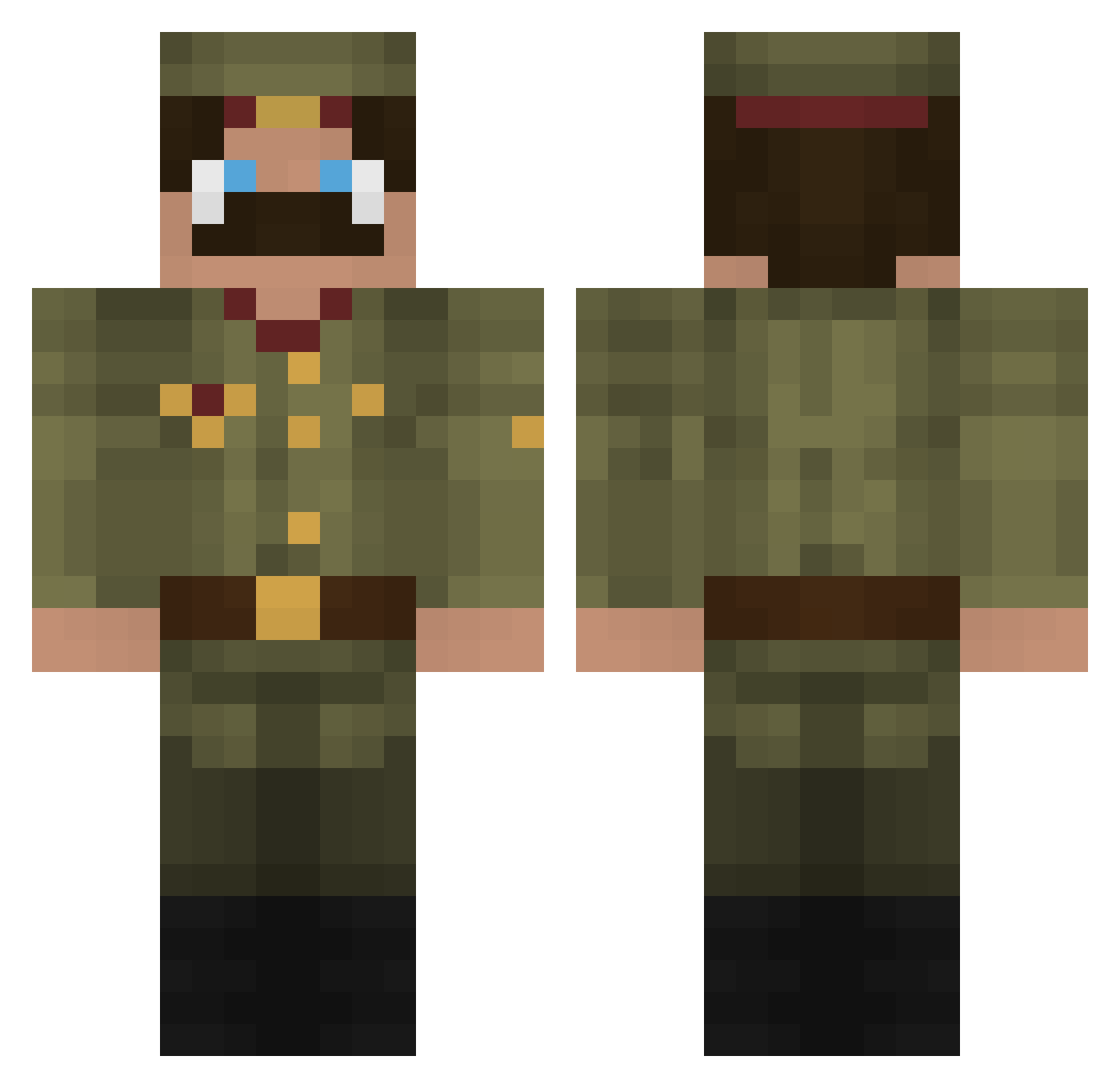 Torn899 Minecraft skin, front and back view