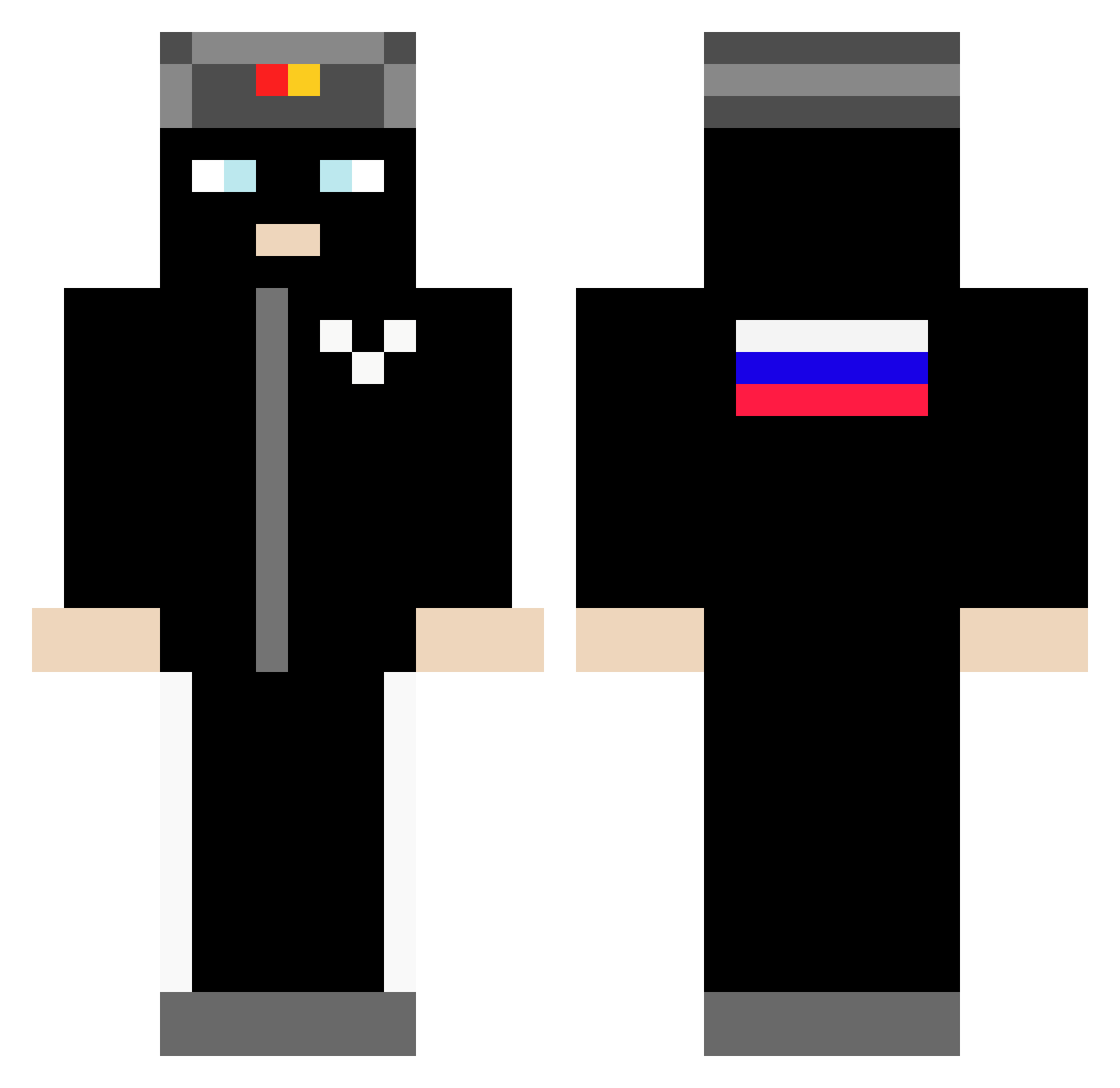TooProximity Minecraft skin, front and back view