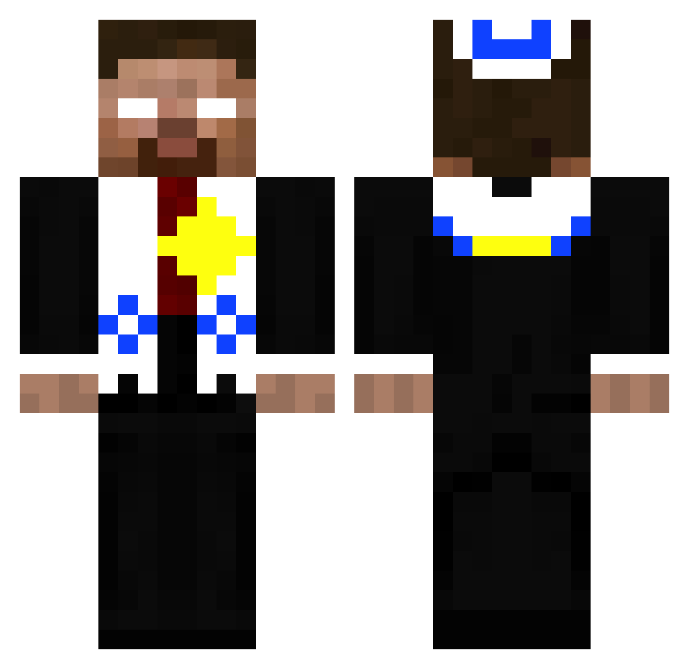 Nyxaln Minecraft skin, front and back view