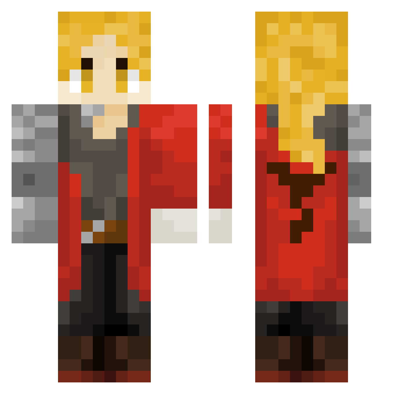 Steemii Minecraft skin, front and back view