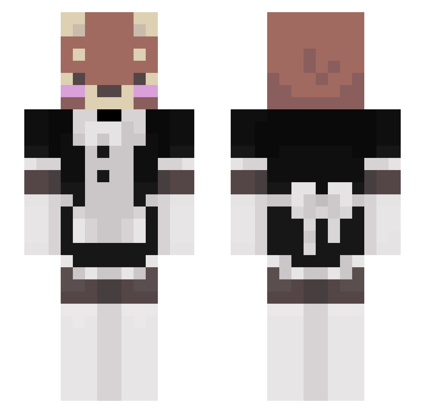 XavierFort Minecraft skin, front and back view