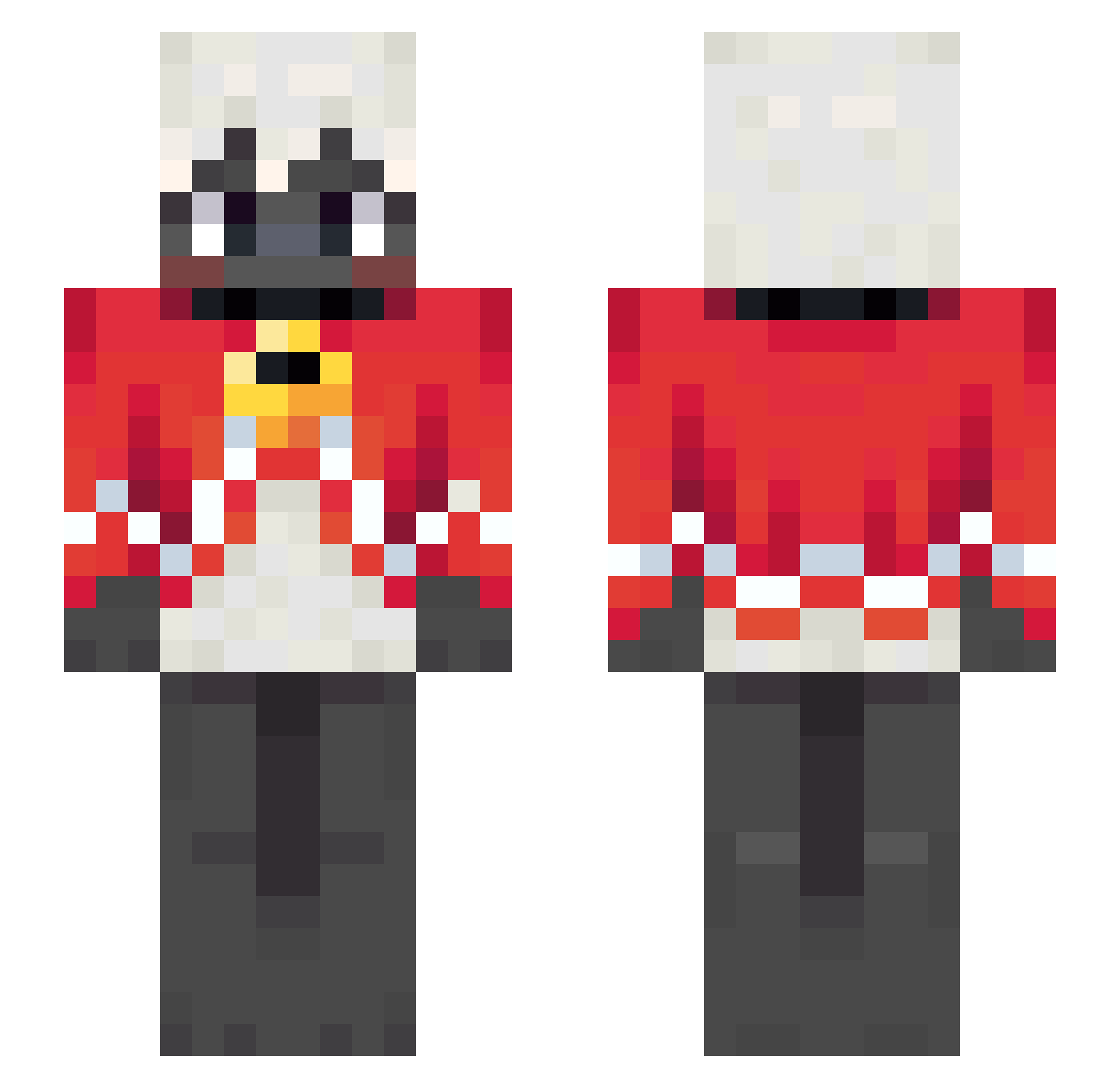 Mosker Minecraft skin, front and back view