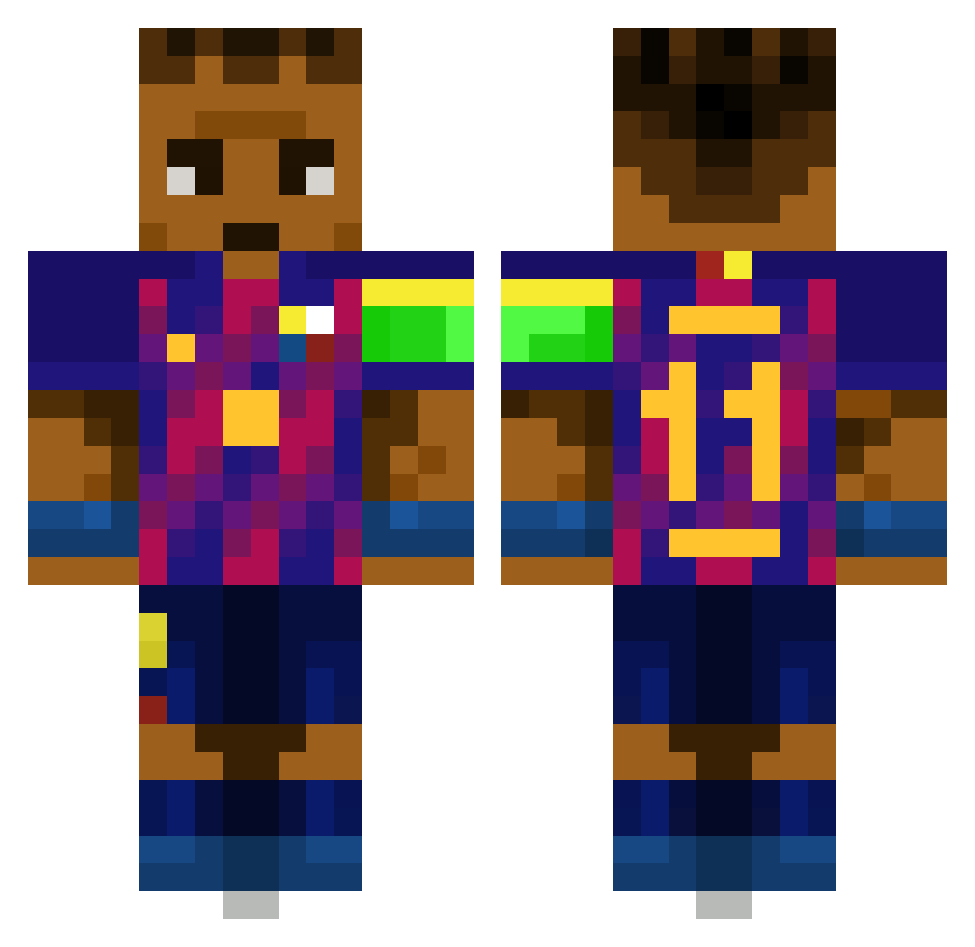 VexnoBtw Minecraft skin, front and back view