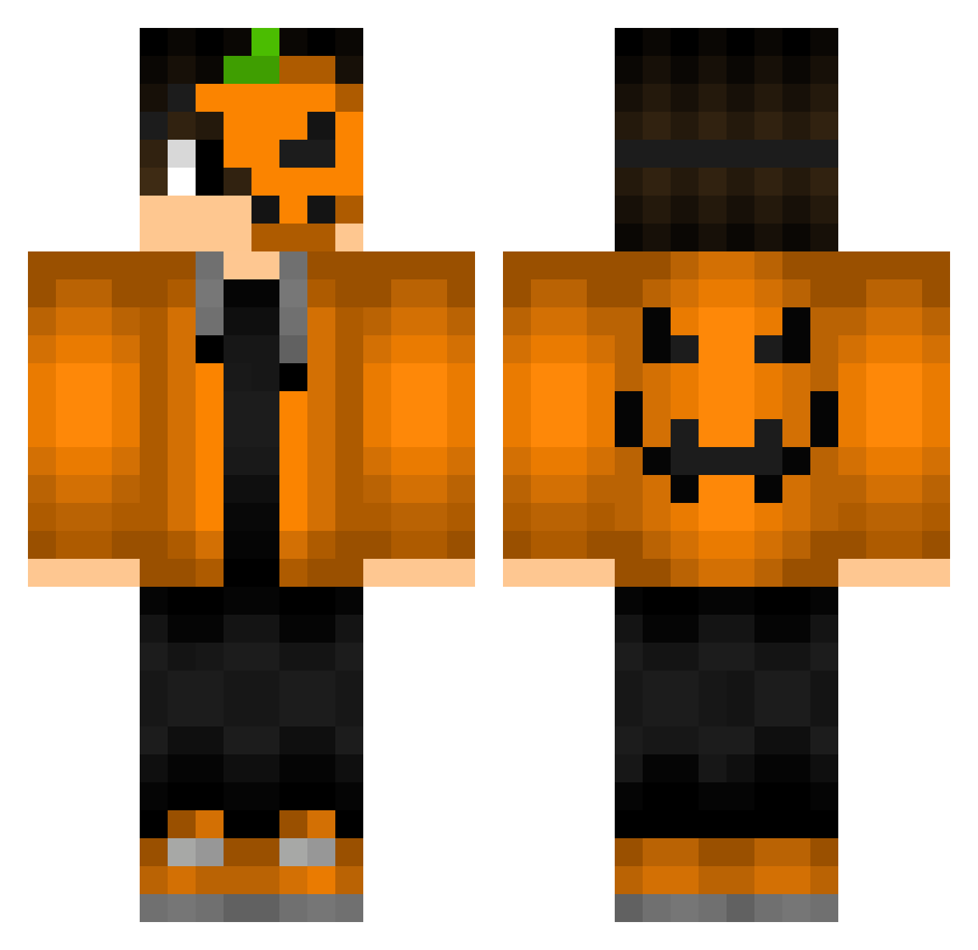 0pposed Minecraft skin, front and back view