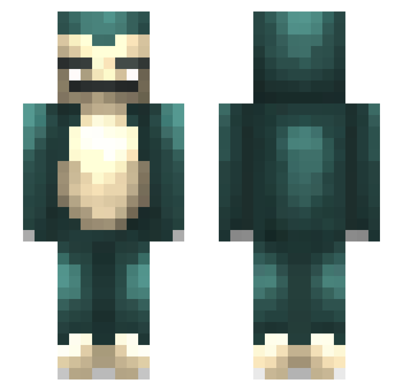 Molaxo Minecraft skin, front and back view