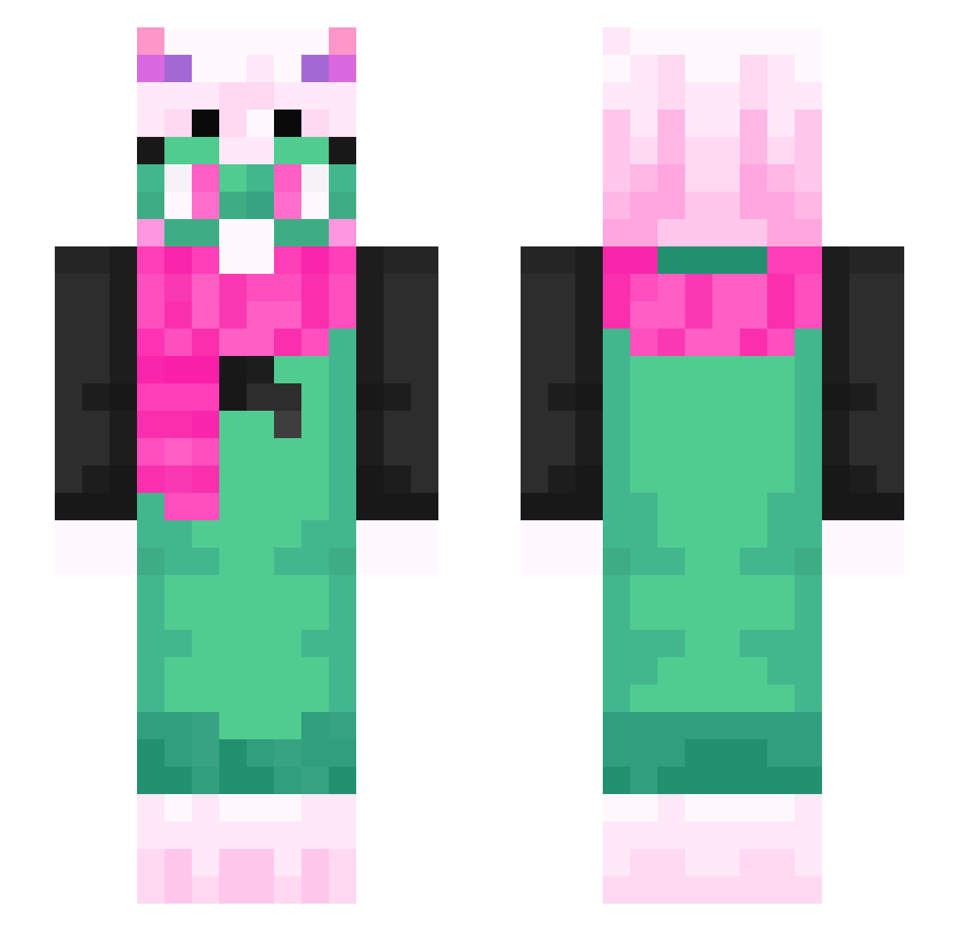 qwernwhacked Minecraft skin, front and back view