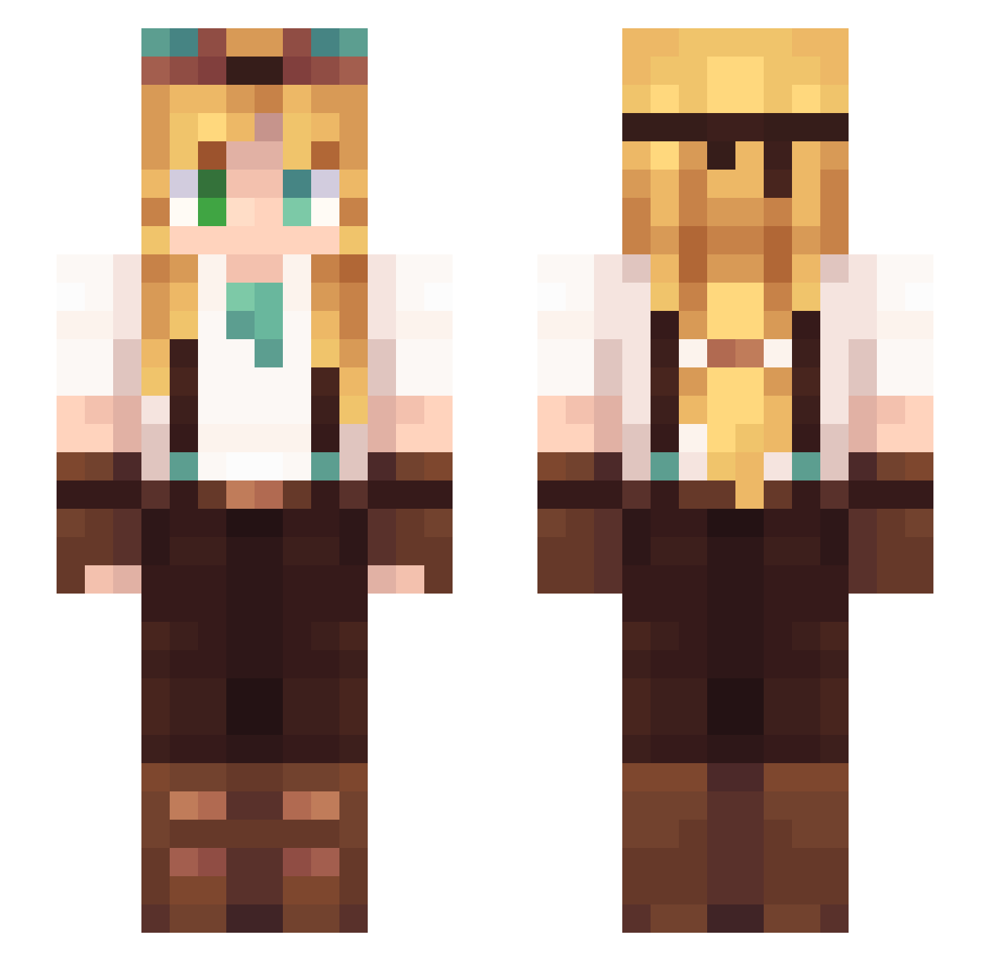 Gl0spy Minecraft skin, front and back view