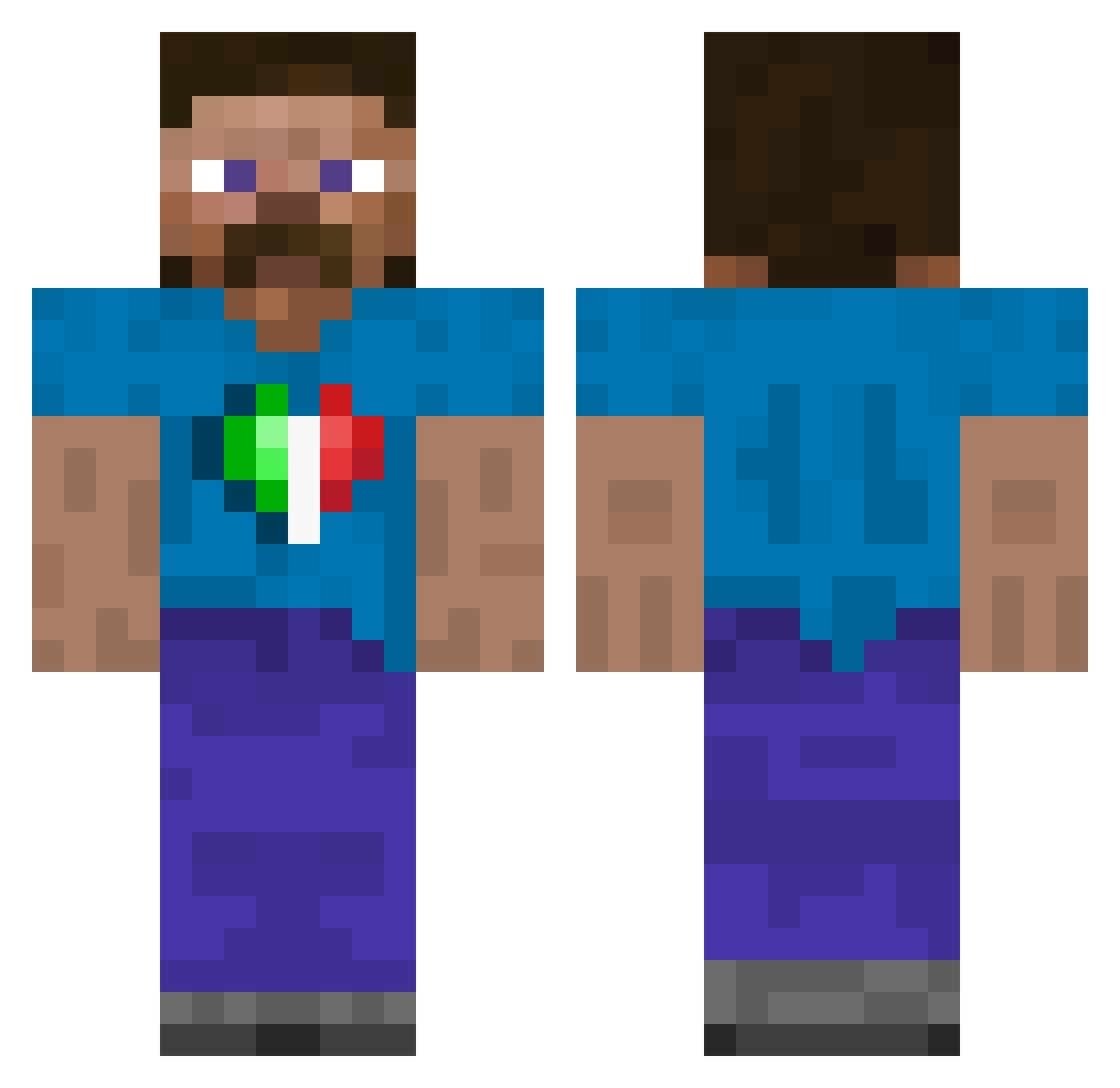 BradipoLezzo420 Minecraft skin, front and back view