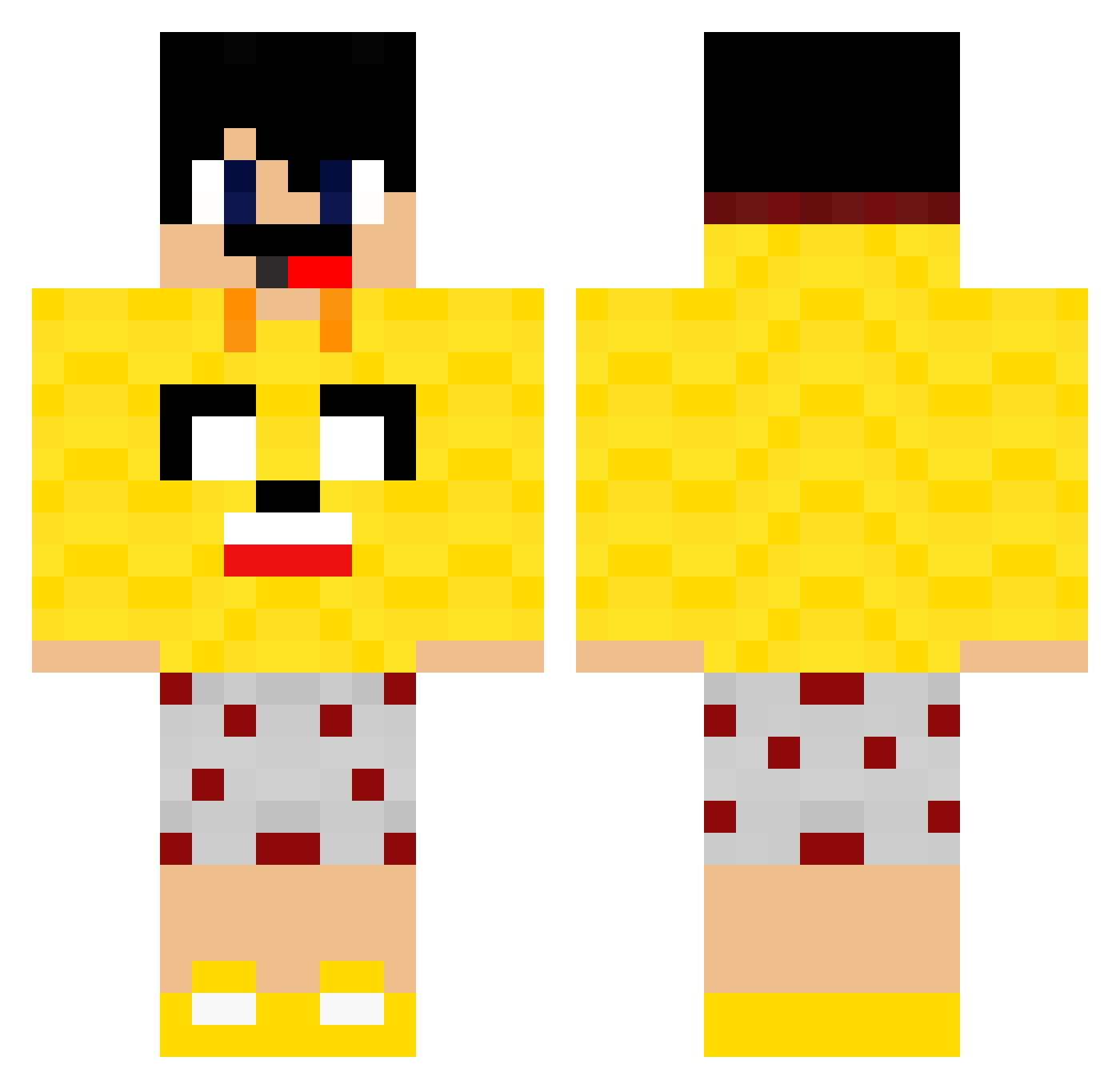 thehumanzack Minecraft skin, front and back view