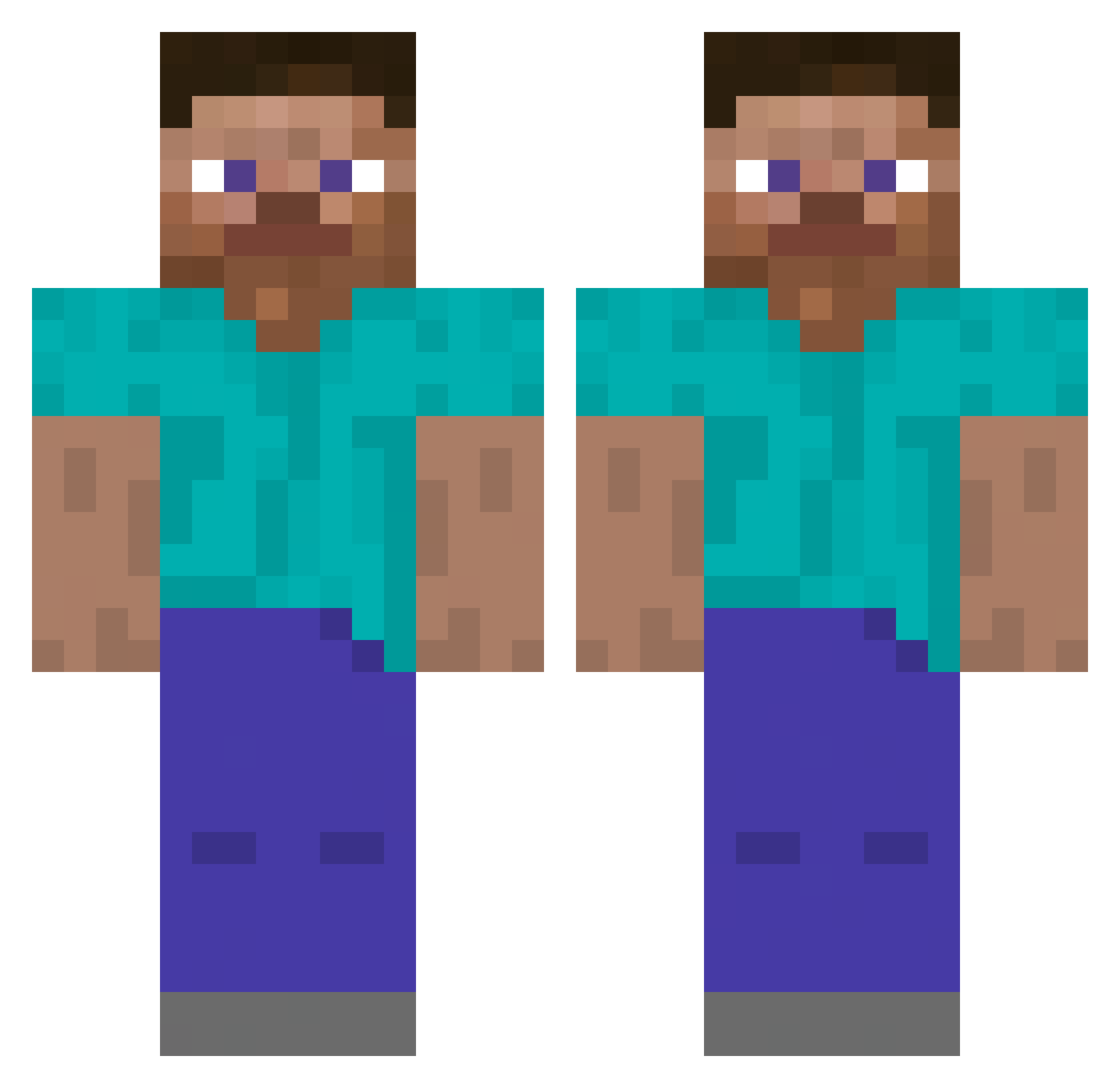 BluFire7210 Minecraft skin, front and back view