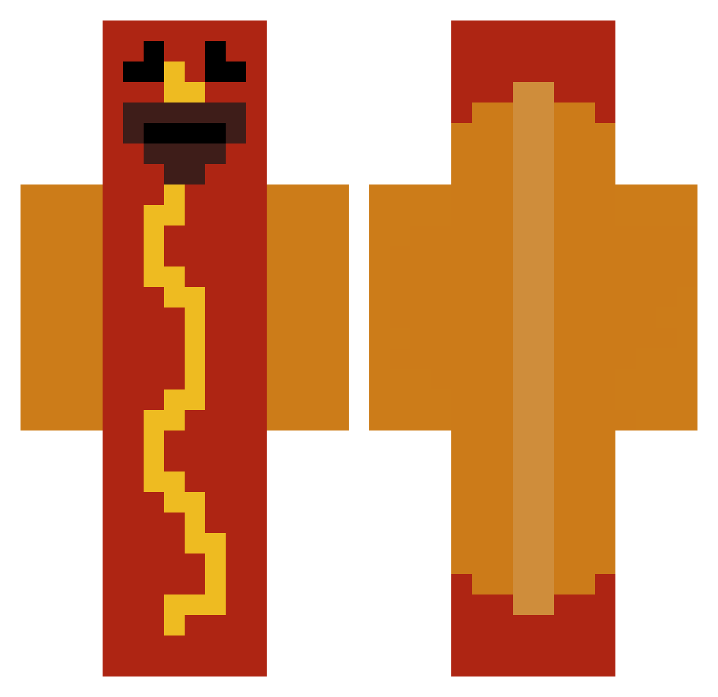 PrimitiveSausage Minecraft skin, front and back view