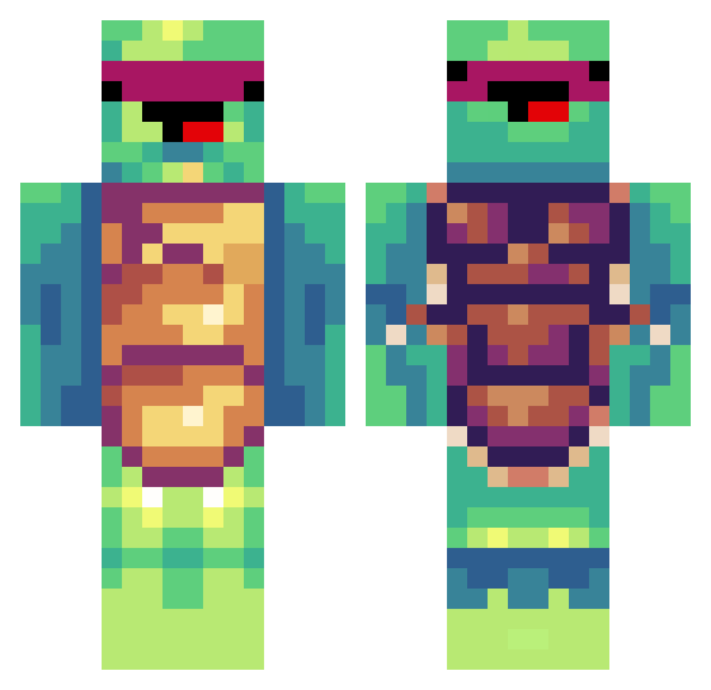 OrgyCoordinator Minecraft skin, front and back view