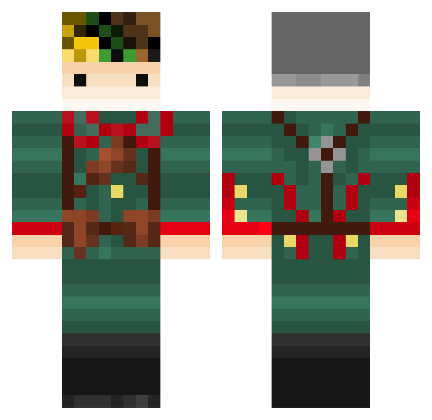 Fabixxo Minecraft skin, front and back view