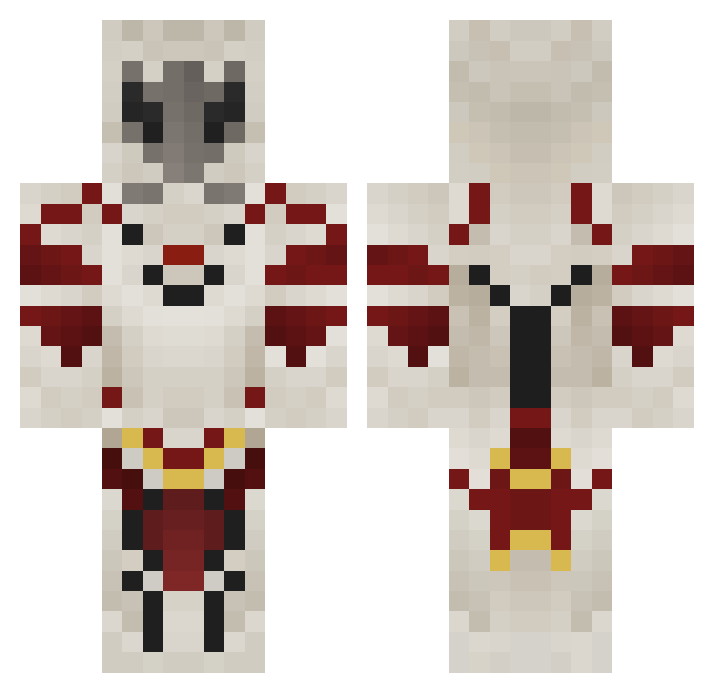Gothmog95 Minecraft skin, front and back view