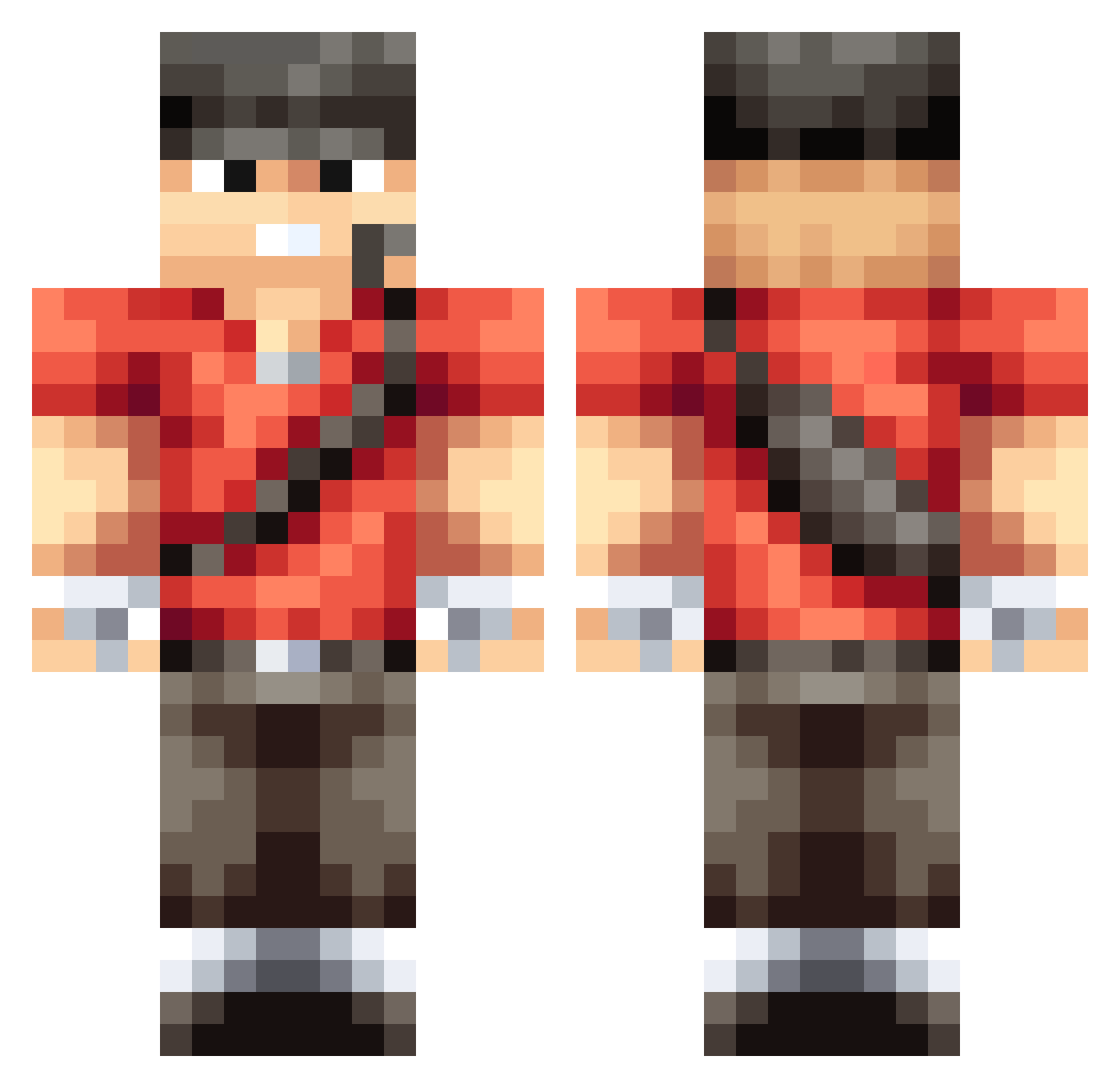 ToastyProduct Minecraft skin, front and back view