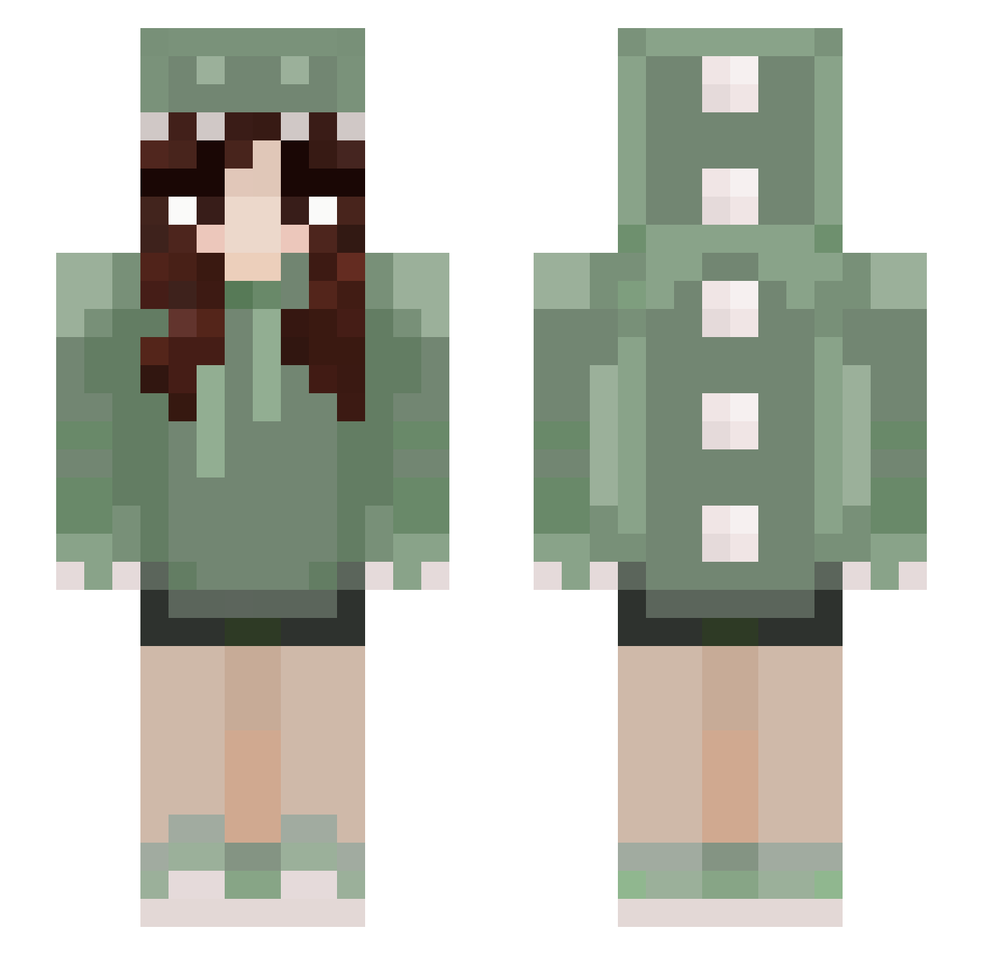 sleepycqleen Minecraft skin, front and back view