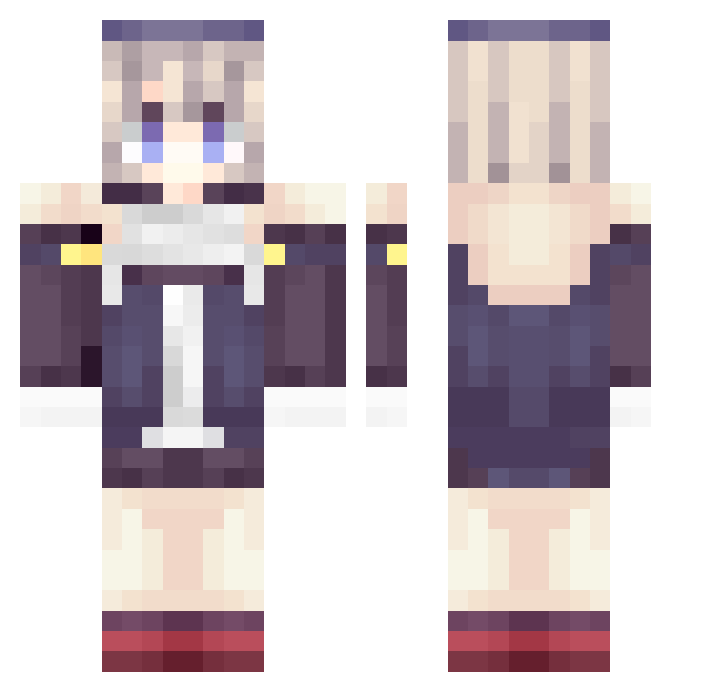 Shina_Ninomiya Minecraft skin, front and back view