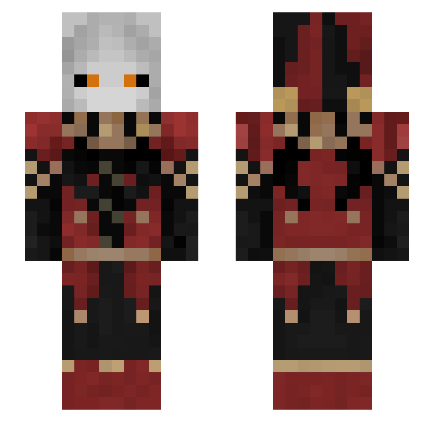 Sunnraku Minecraft skin, front and back view