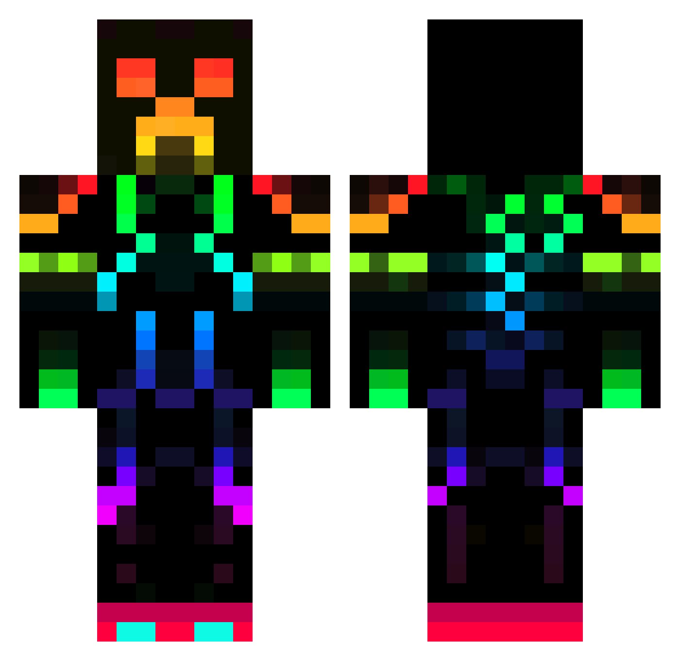 Worell Minecraft skin, front and back view