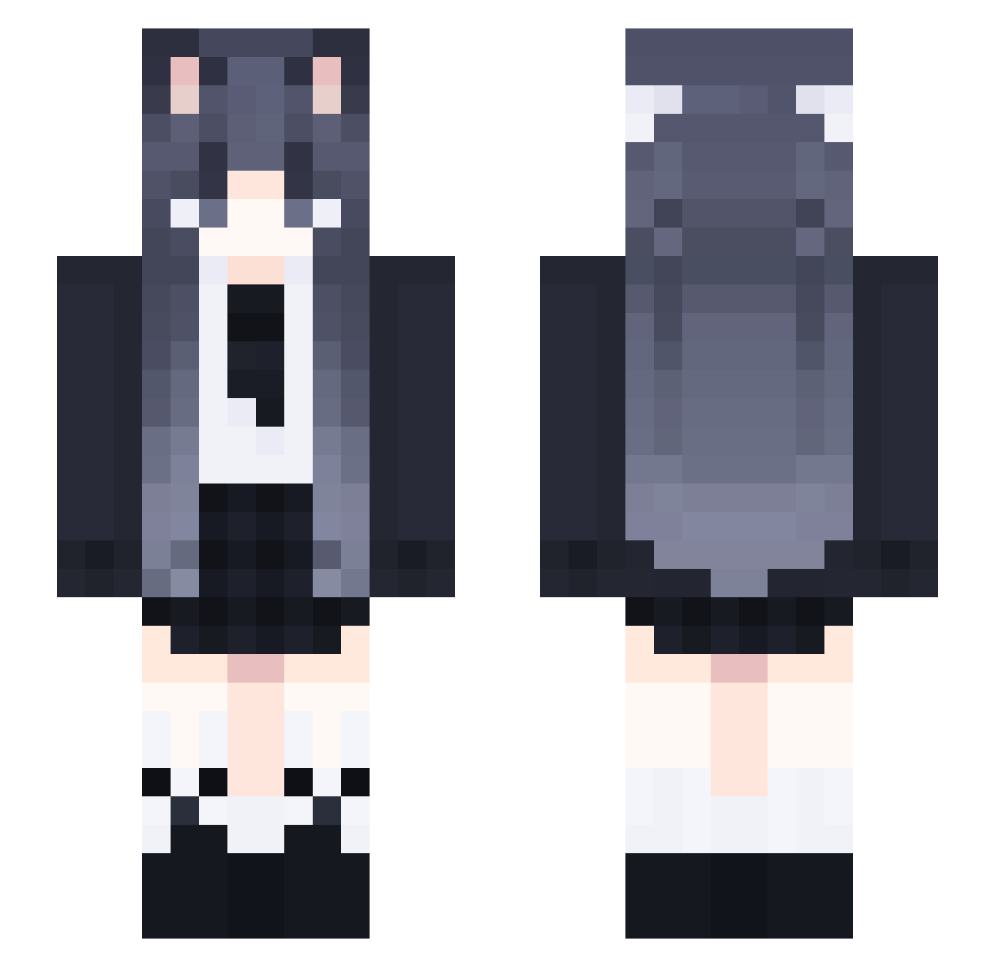 IsagiFlow Minecraft skin, front and back view