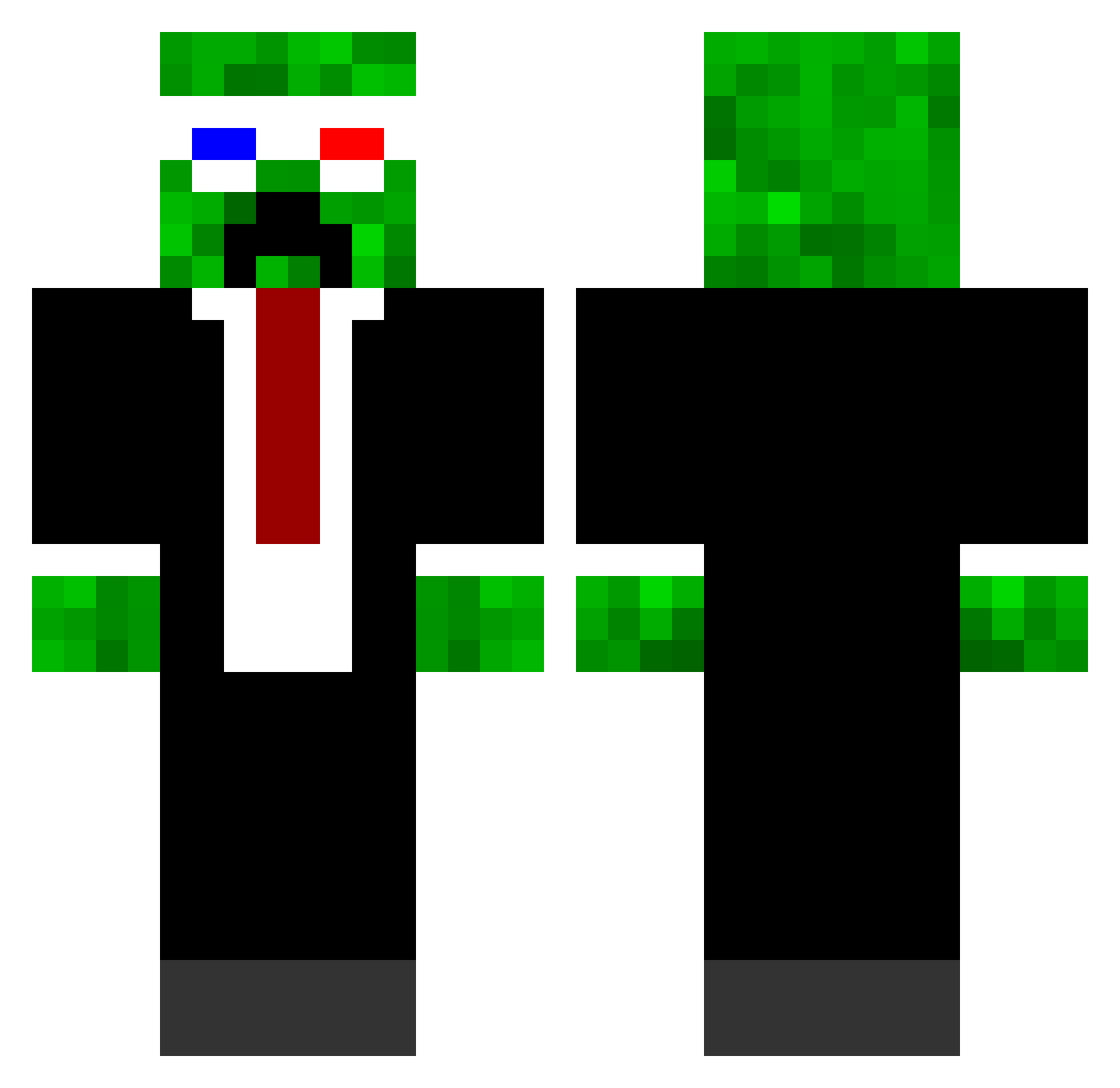 Timeouts Minecraft skin, front and back view