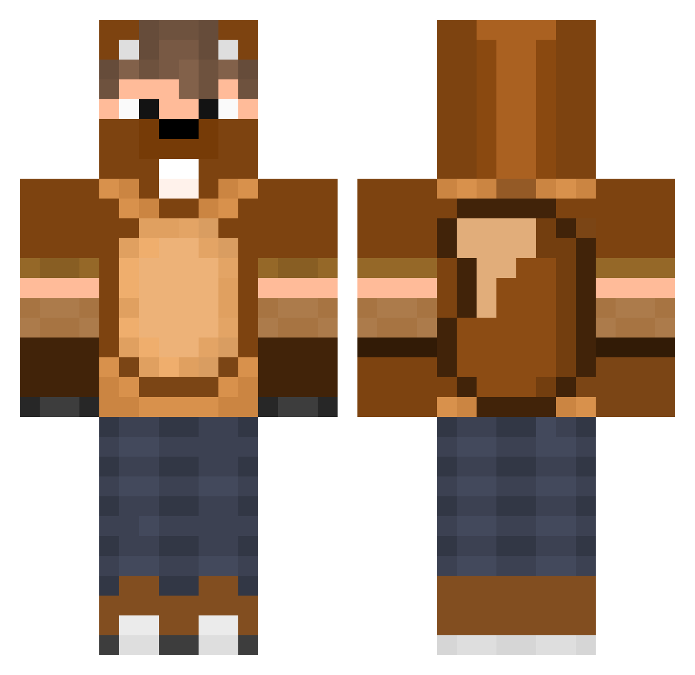 RealSqupauba Minecraft skin, front and back view