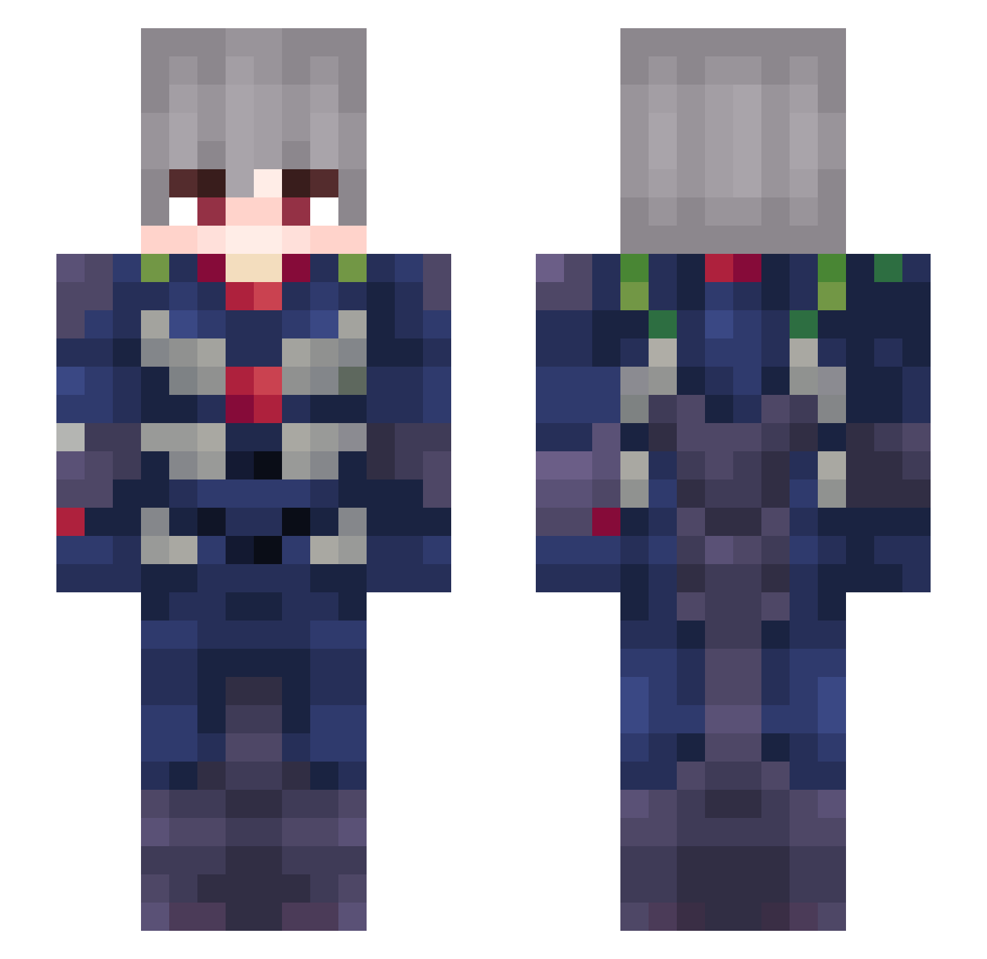 Evalnk Minecraft skin, front and back view