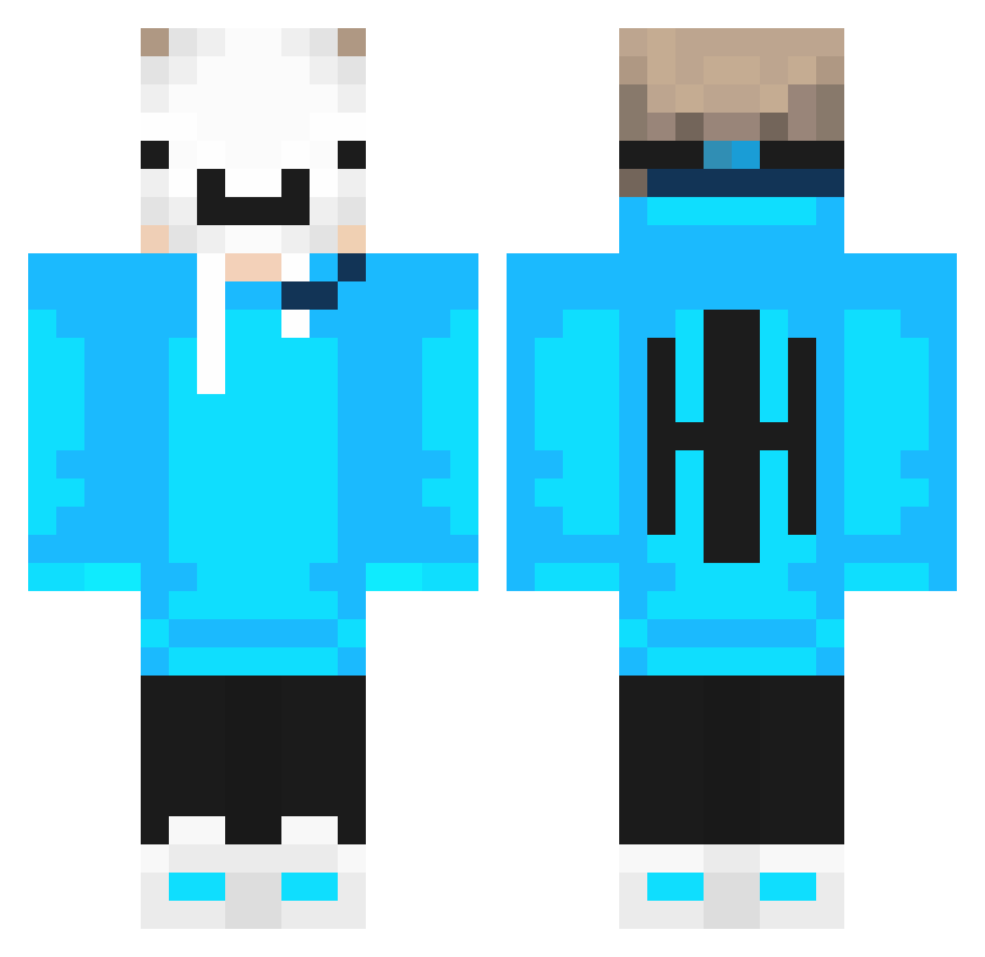 KptWille Minecraft skin, front and back view