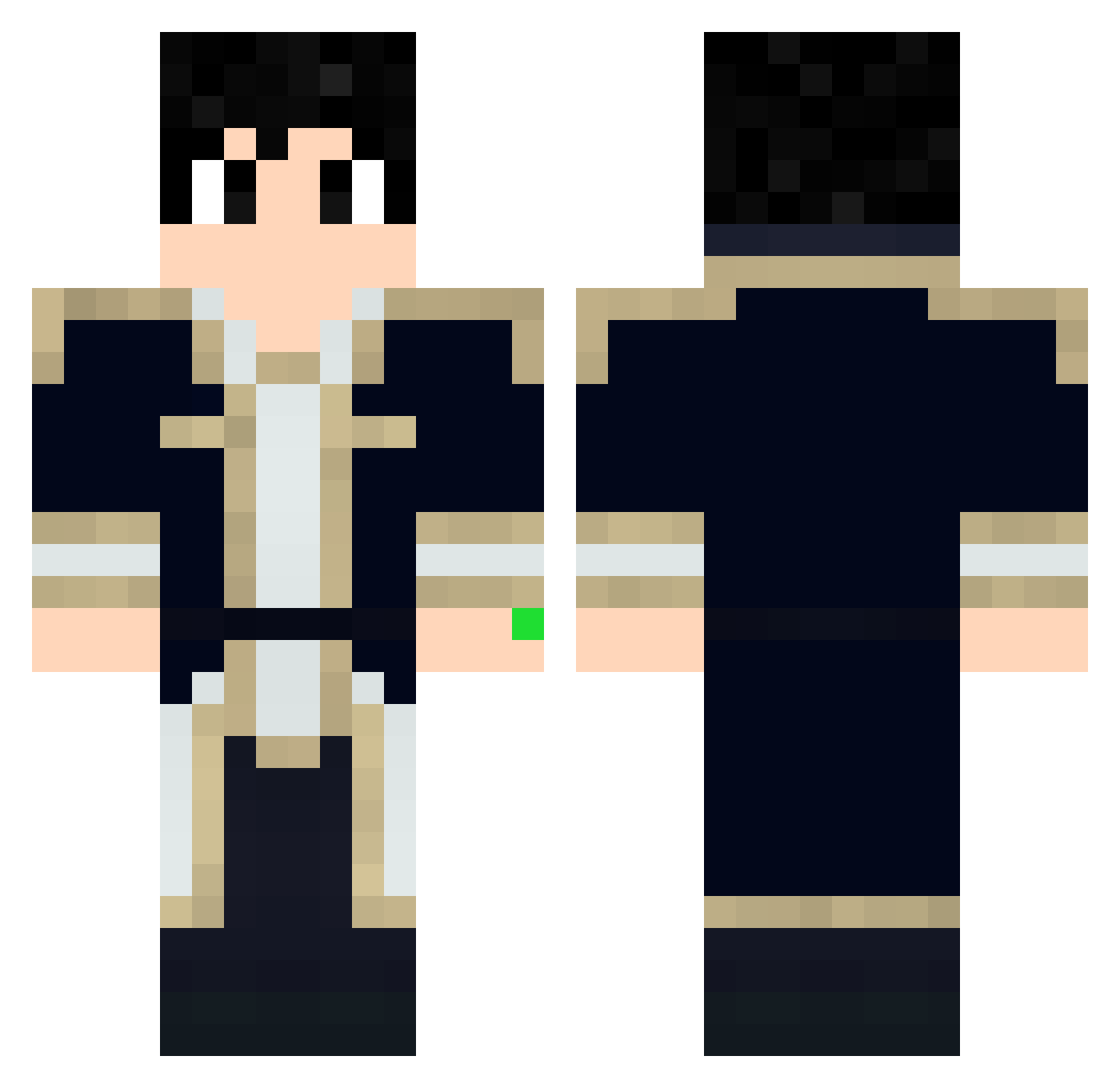 Sacus Minecraft skin, front and back view