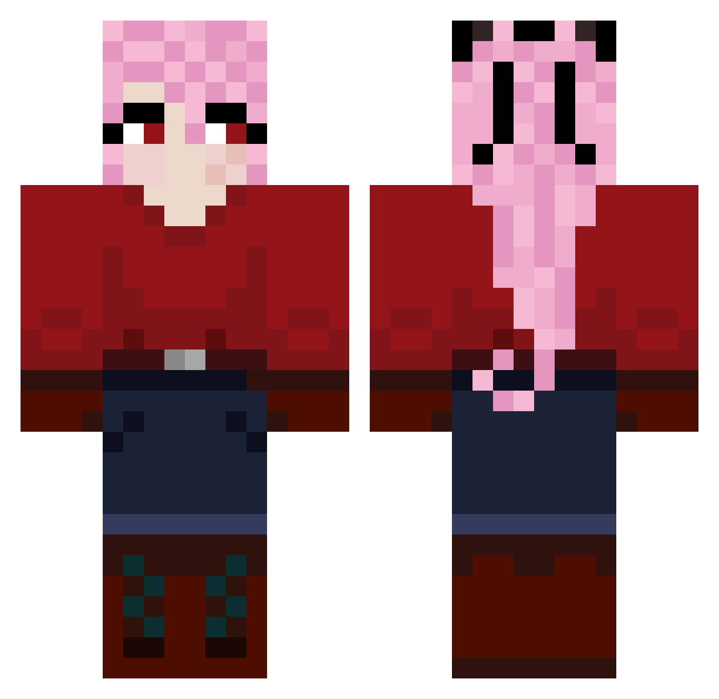 GemWired Minecraft skin, front and back view