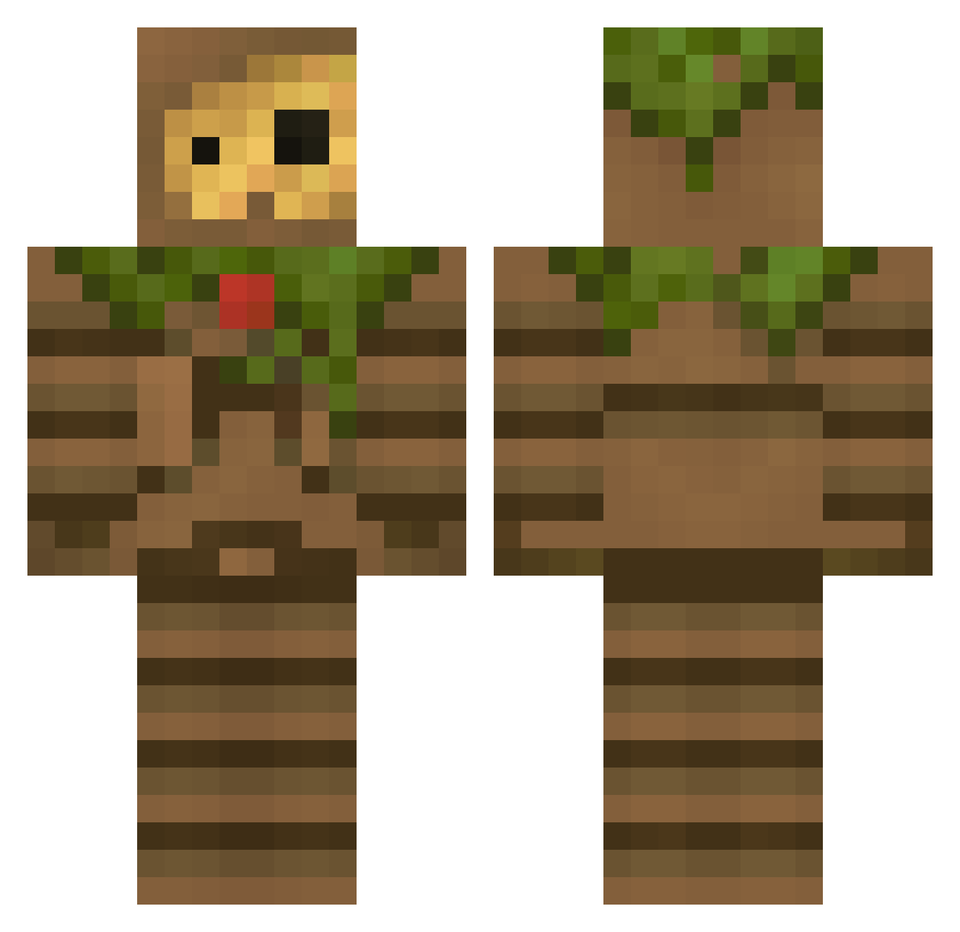 geologizing Minecraft skin, front and back view