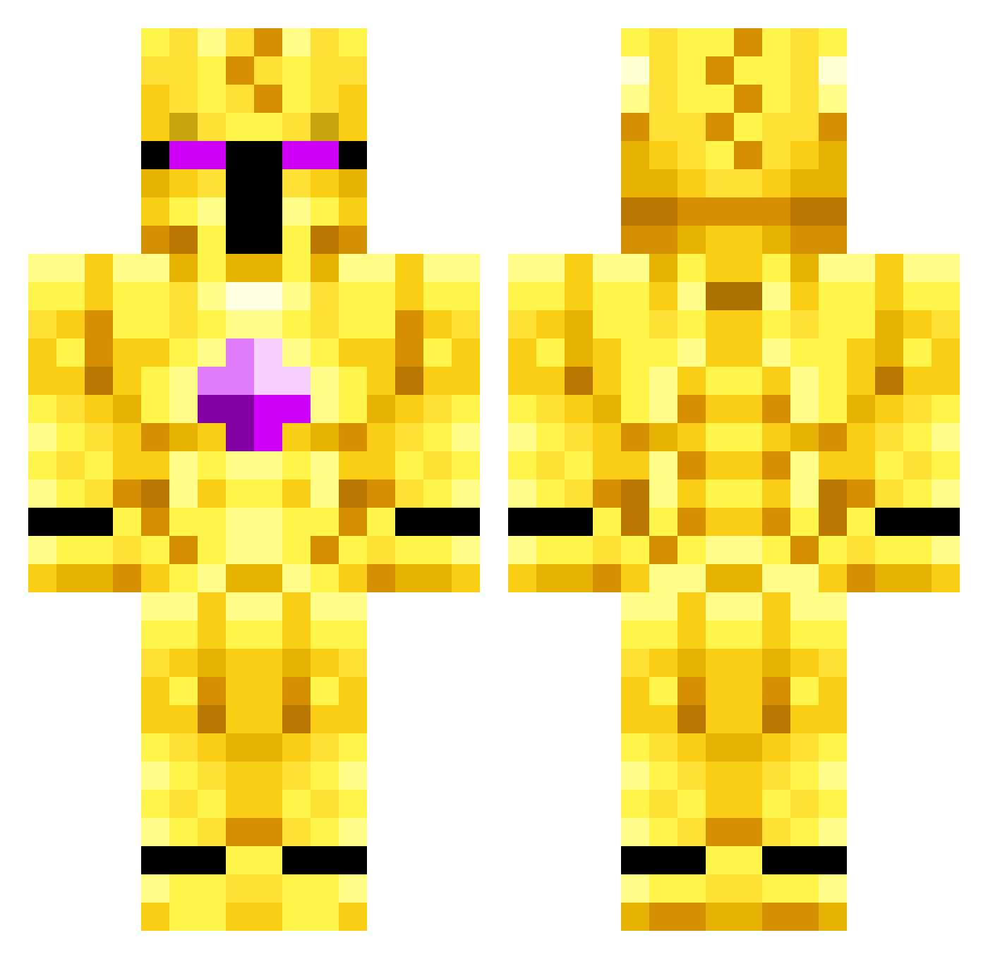 BiebsMan Minecraft skin, front and back view