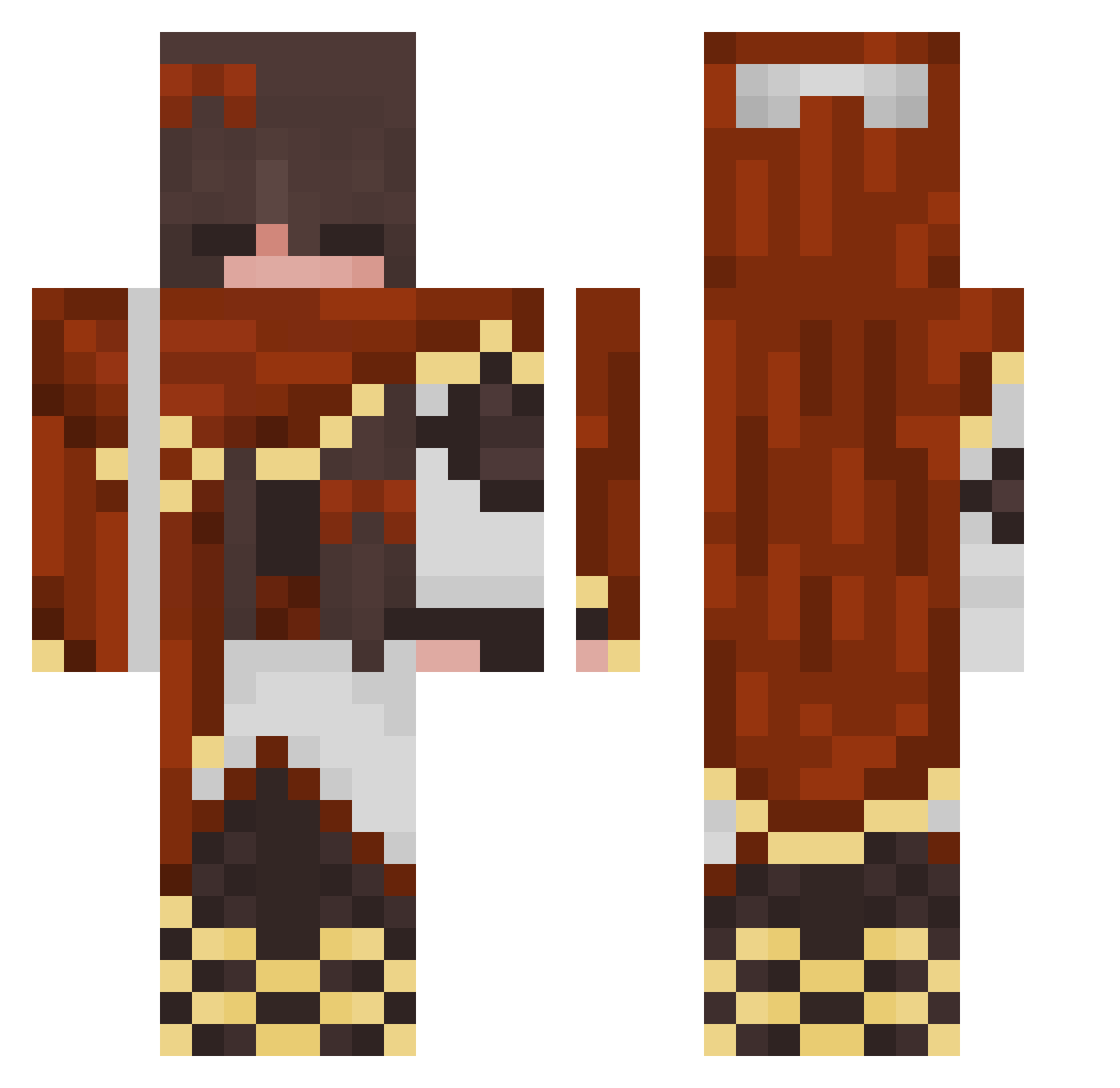 SteelGurl Minecraft skin, front and back view