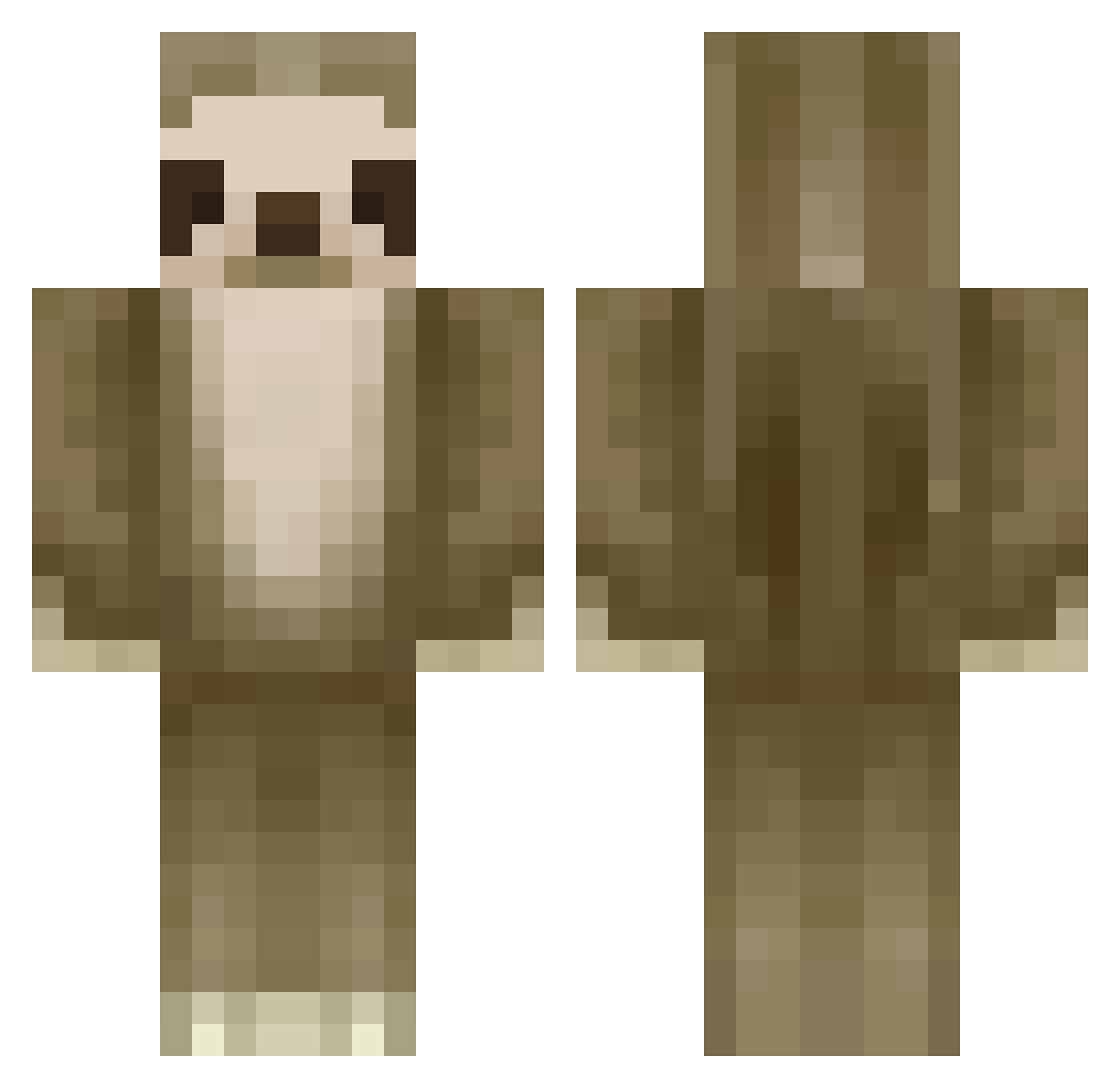 GortV7 Minecraft skin, front and back view