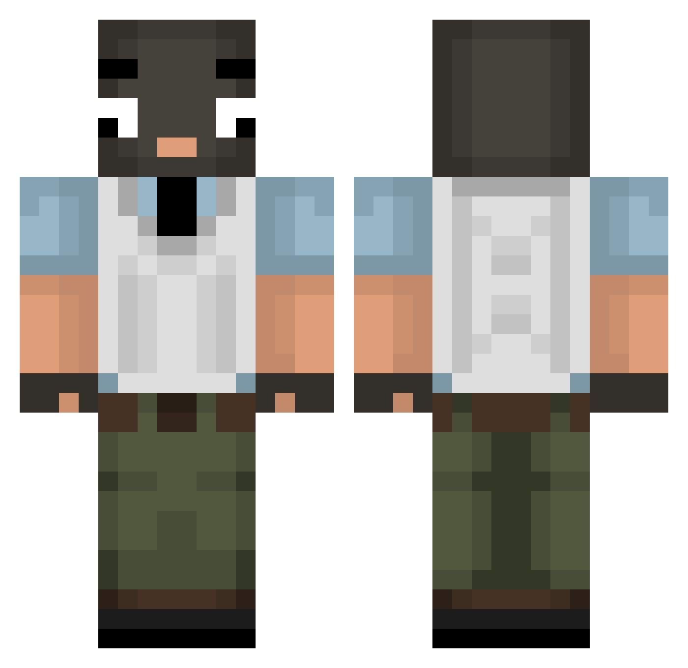Smentix Minecraft skin, front and back view