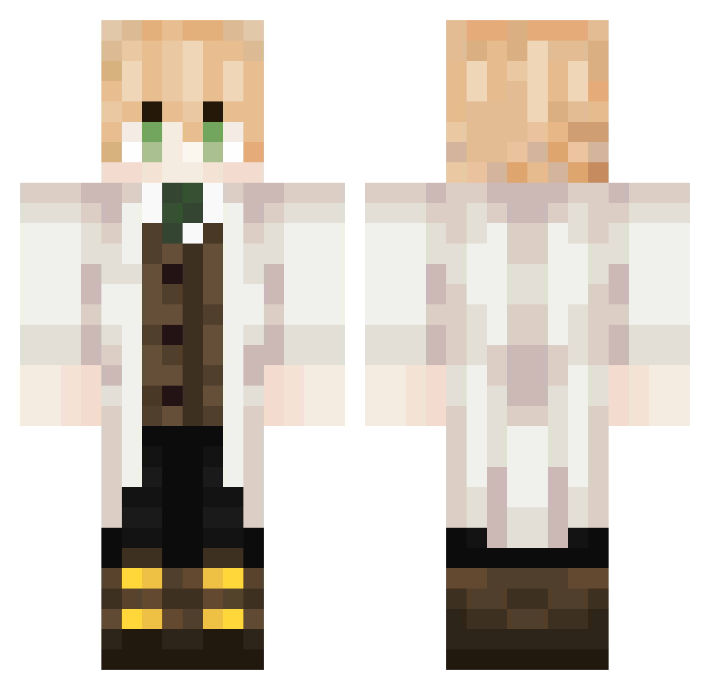 Privatemoore Minecraft skin, front and back view