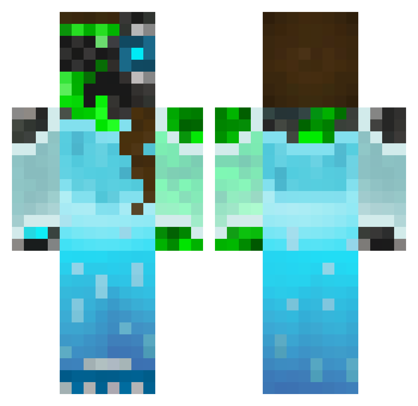 Docm77 Minecraft skin, front and back view