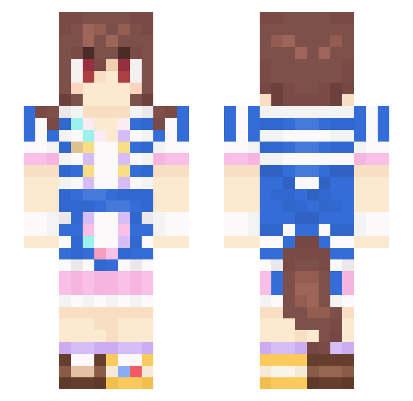 EscapedLunatic Minecraft skin, front and back view