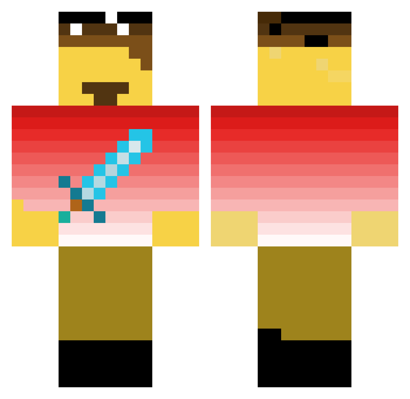 Riverank23 Minecraft skin, front and back view