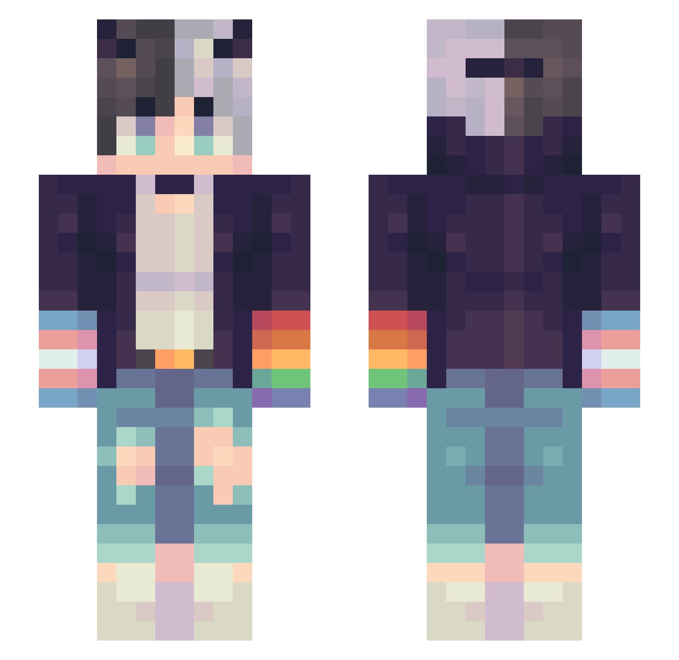 DDOO_BUCK_KUN Minecraft skin, front and back view