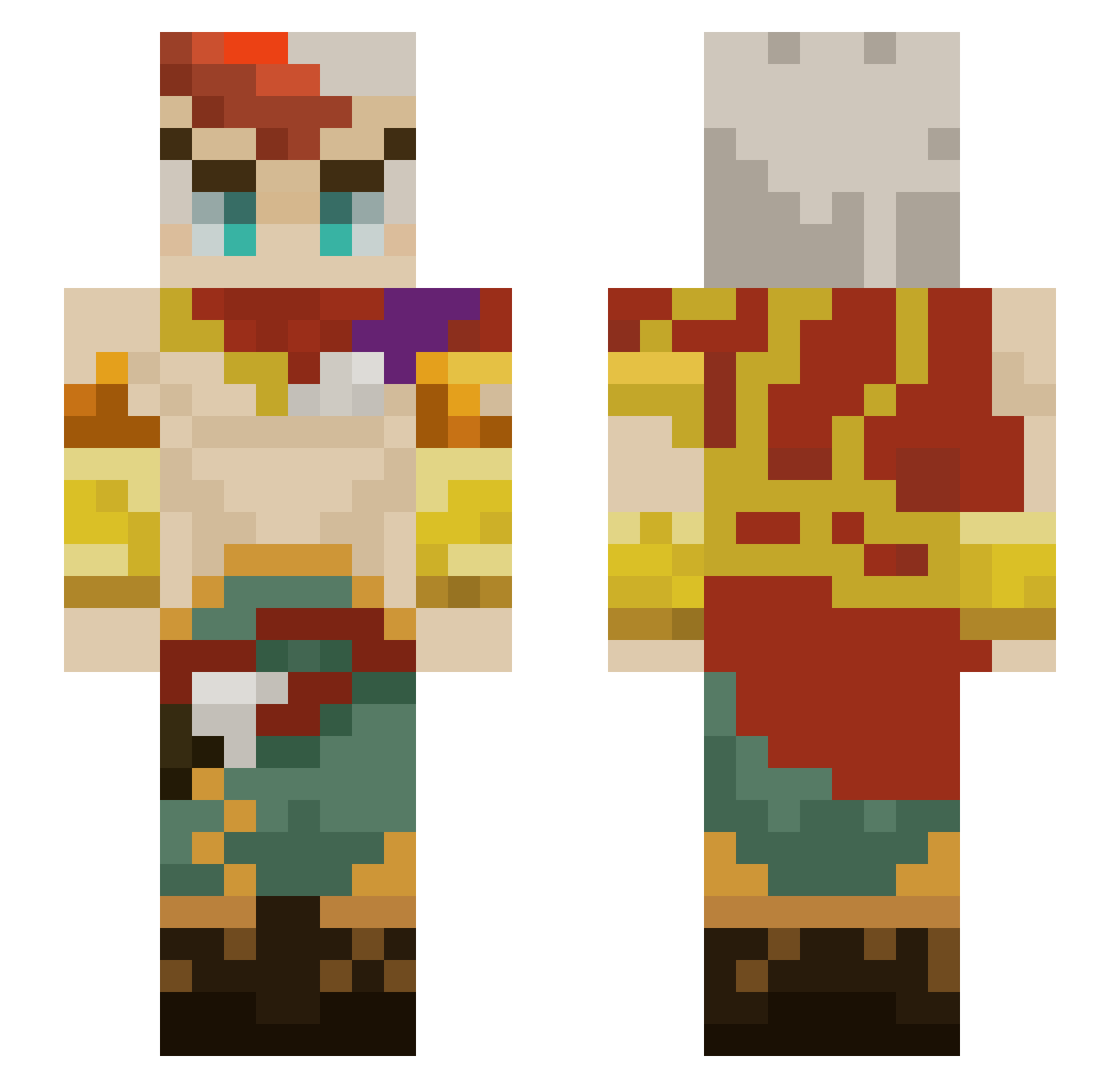0110011001111001 Minecraft skin, front and back view