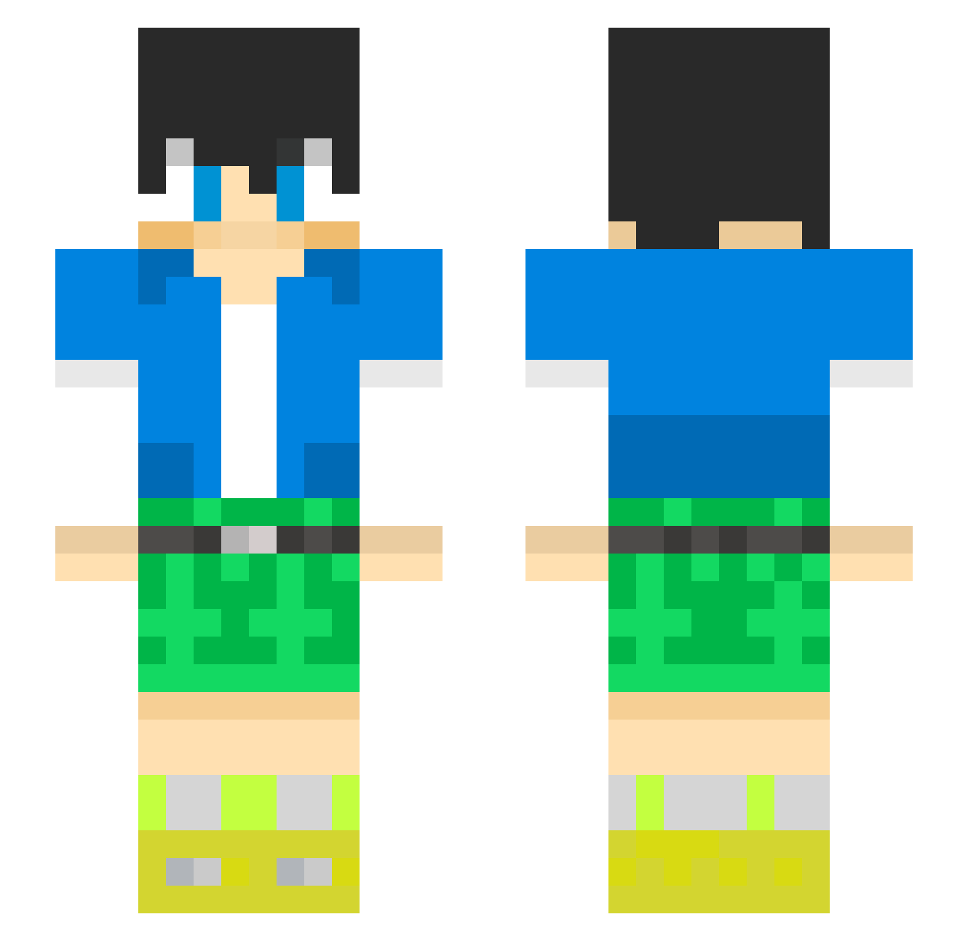 Chikichiki77 Minecraft skin, front and back view