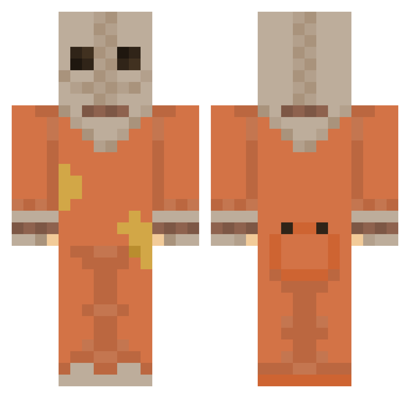 MystifiedMorti Minecraft skin, front and back view