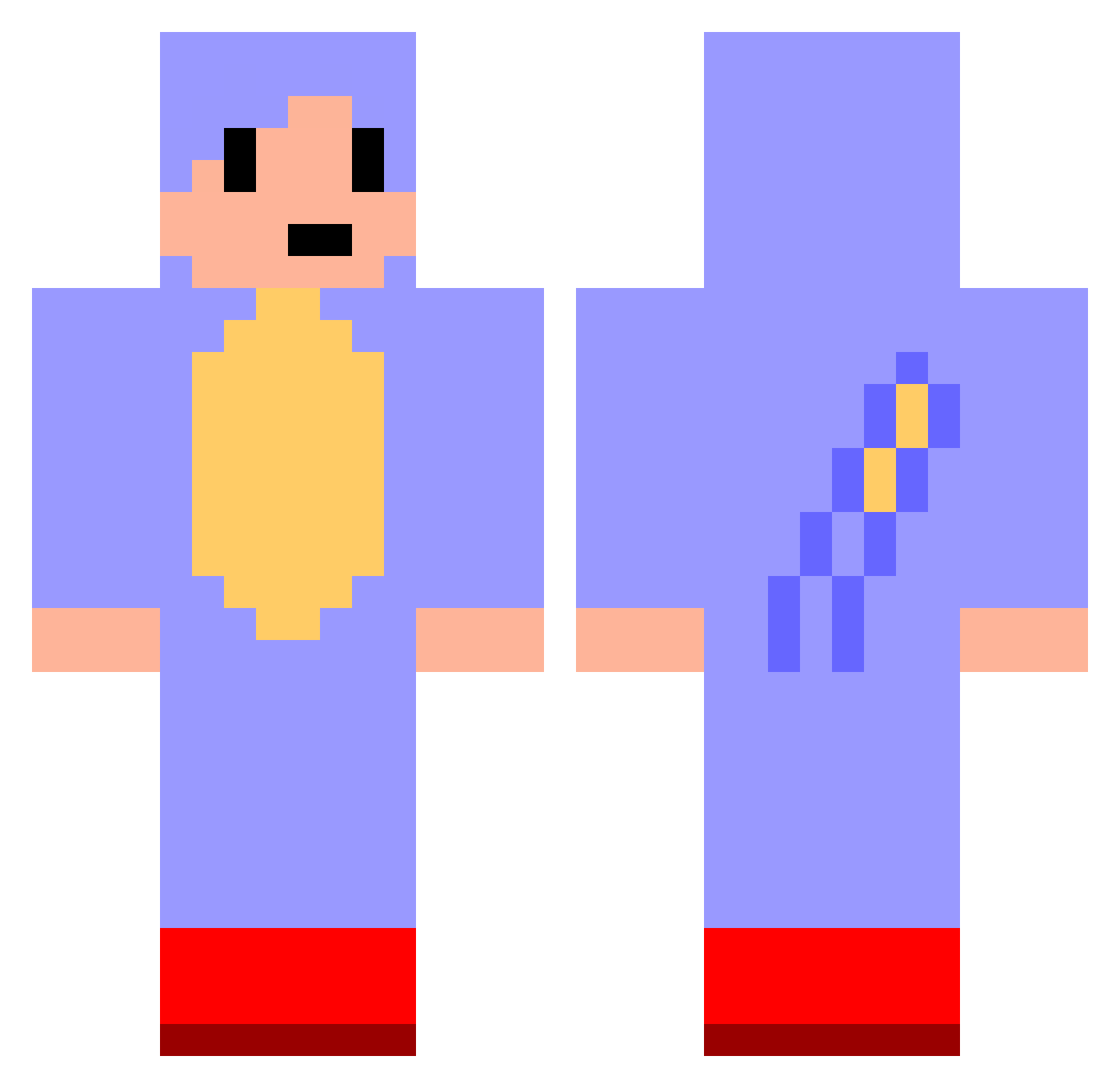 graytubesocks Minecraft skin, front and back view