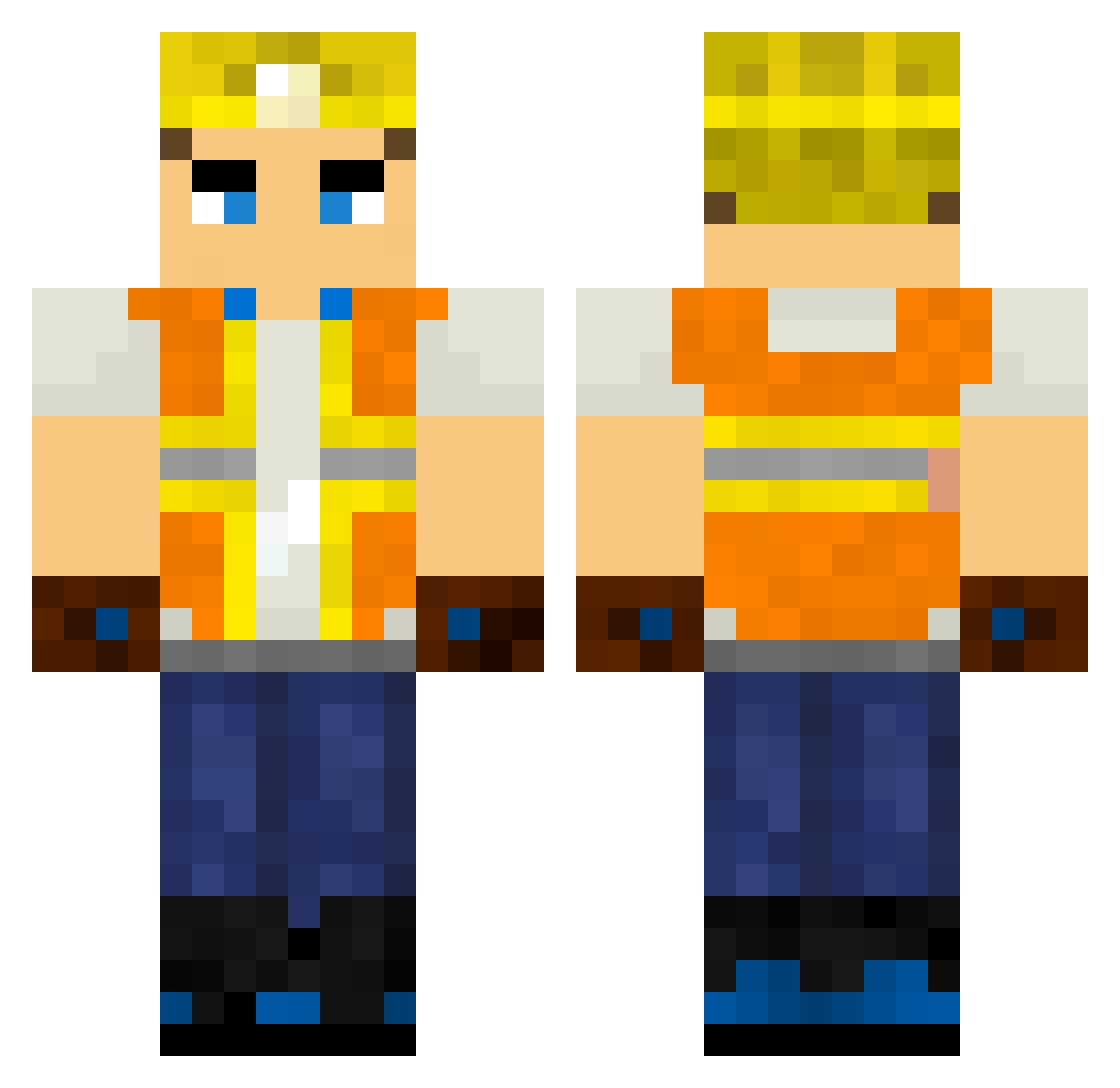 MichiYT Minecraft skin, front and back view